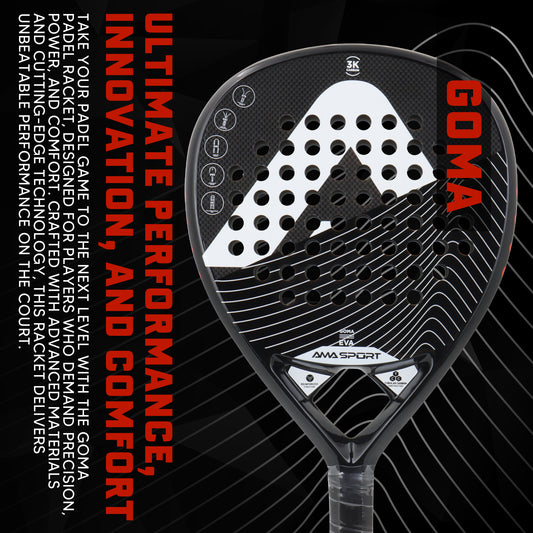 AMA Sport Goma P42 Padel Racket 3K Carbon Teardrop Shape