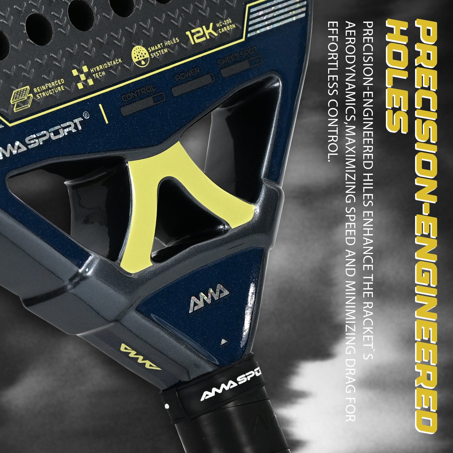 AMA Sport NXT-VT VORTA Padel Racket 12K Carbon Round Shape Black