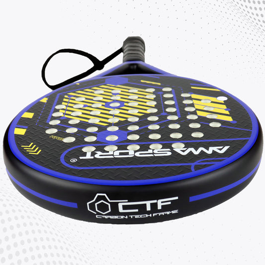 AMA Sport P46 Padel Racket 100% Carbon Round Shape Blue