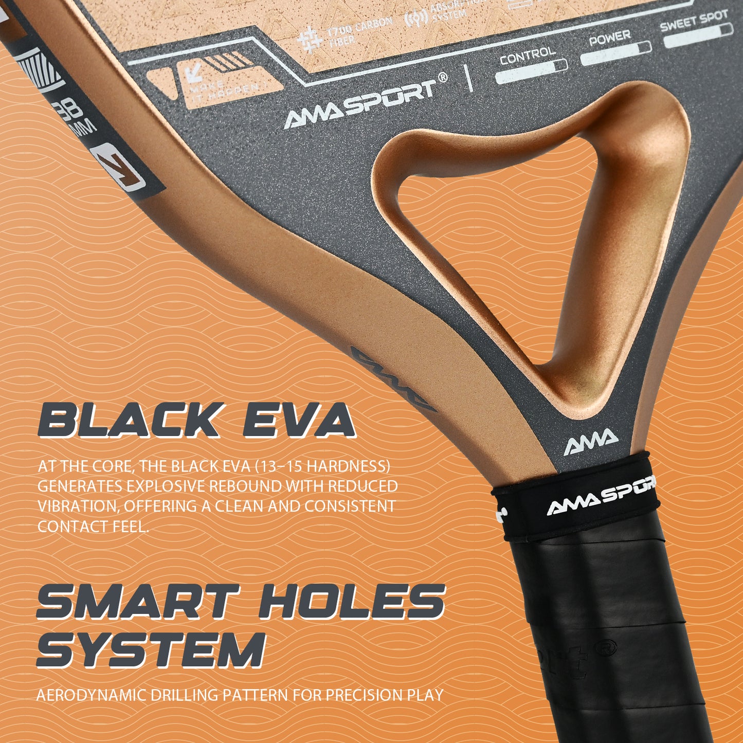 AMA Sport NXT-VG VEKTOR Padel Racket T700 Carbon Teardrop Shape Beige