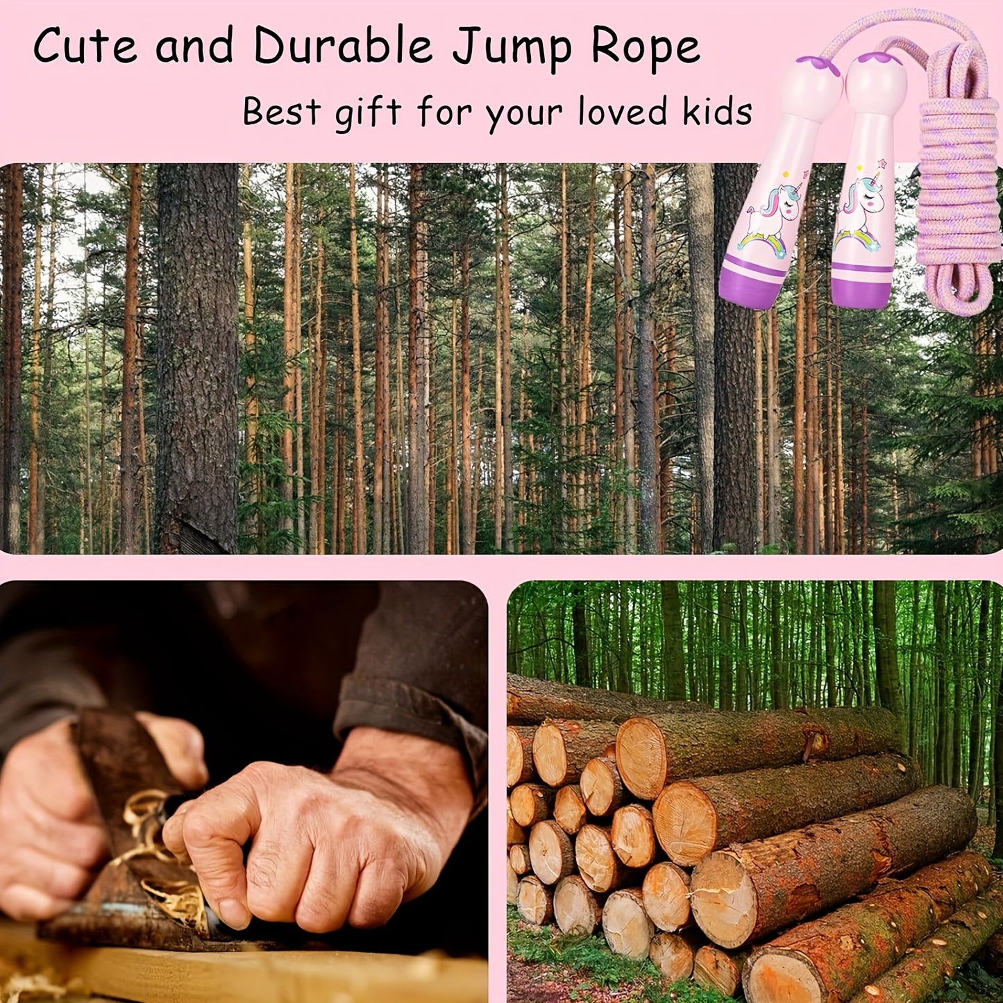 Red Kids Jump Rope with Wooden Handles