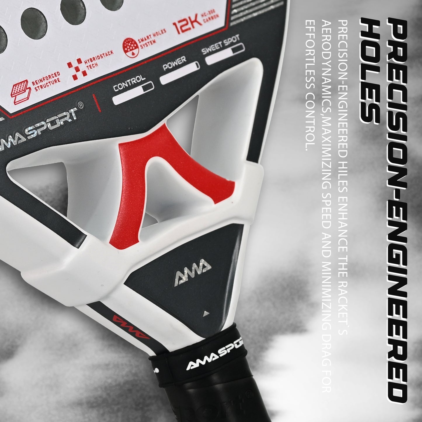 AMA Sport NXT-VT VORTA Padel Racket 12K Carbon Round Shape White