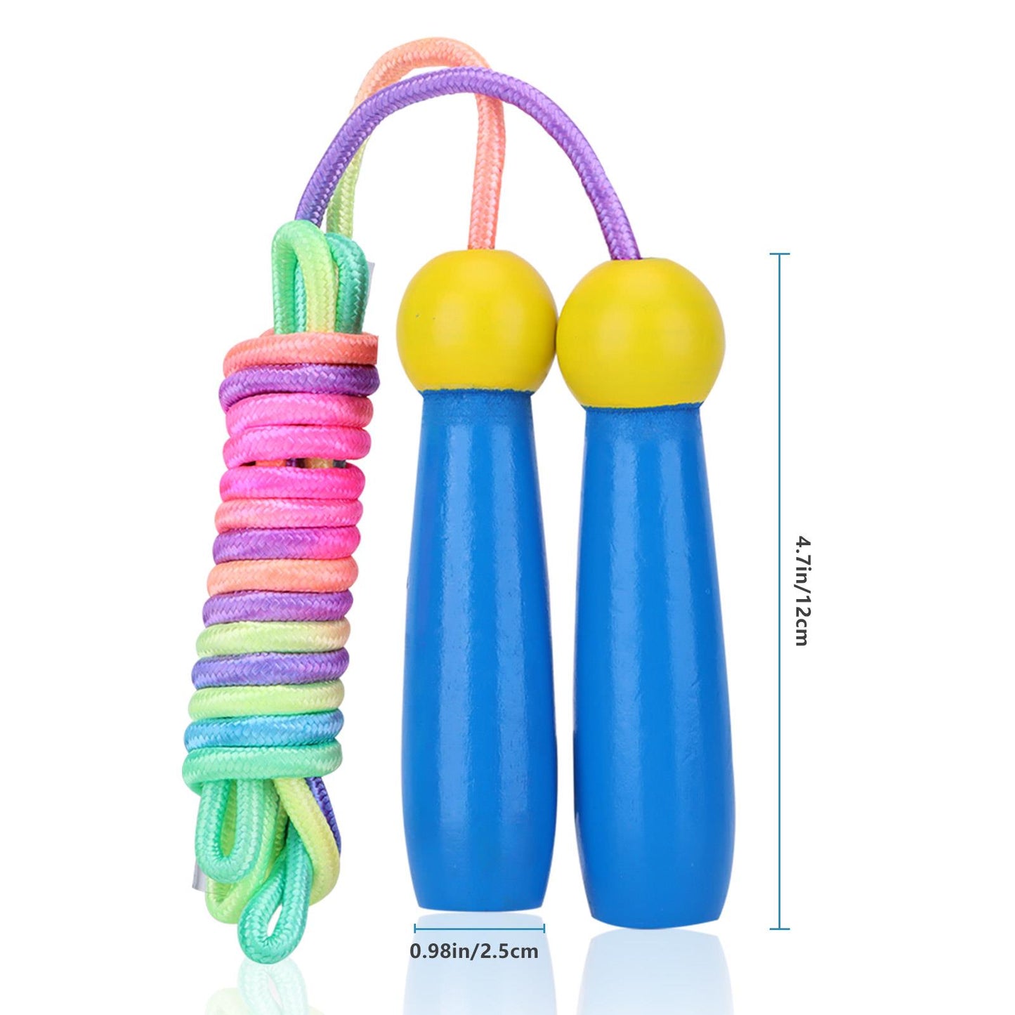 2 Pack Kids Adjustable Cotton Jump Rope with Wooden Handles – Pink + Blue