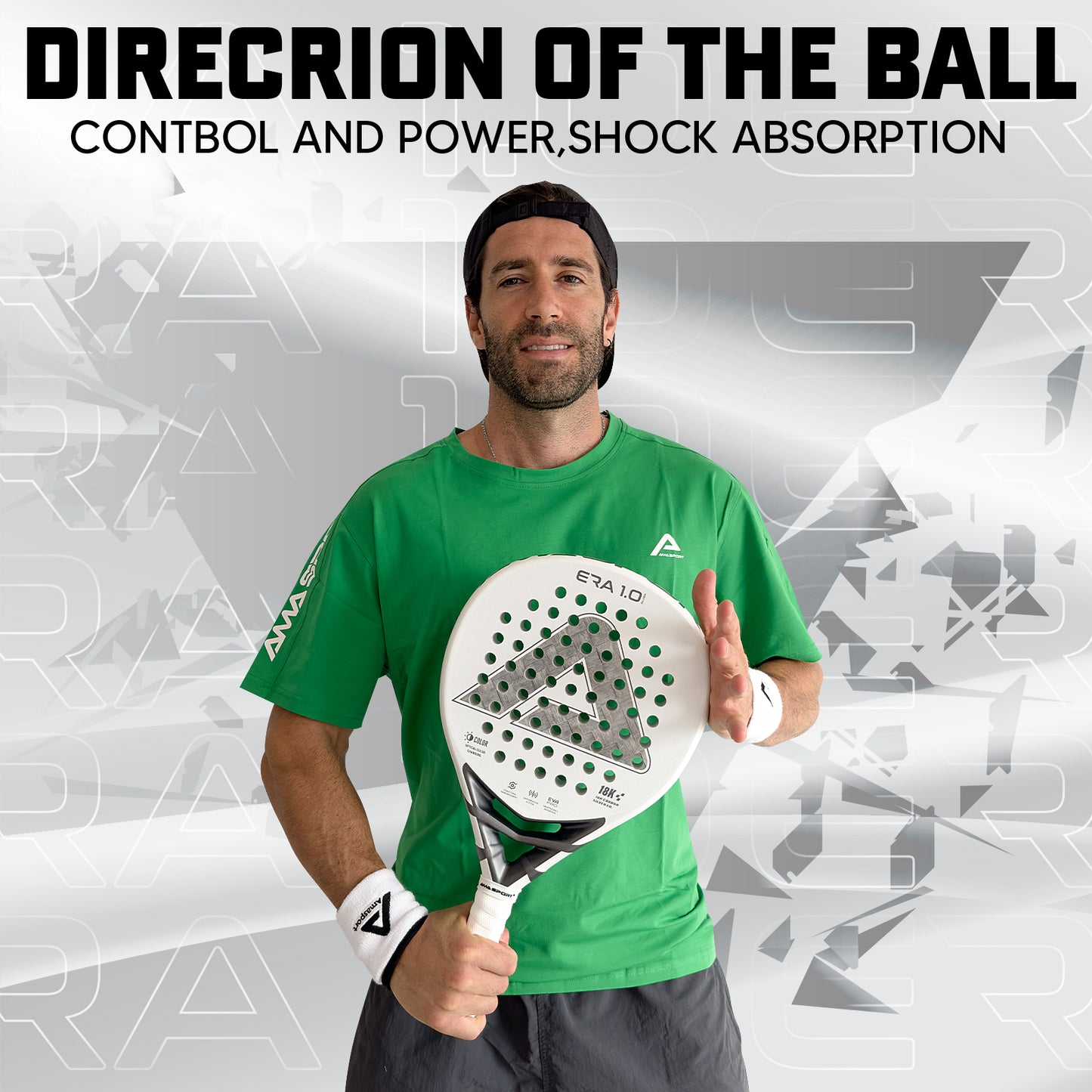 AMA Sport ERA 1.0 Silver Padel Racket 18K Carbon Teardrop Shape