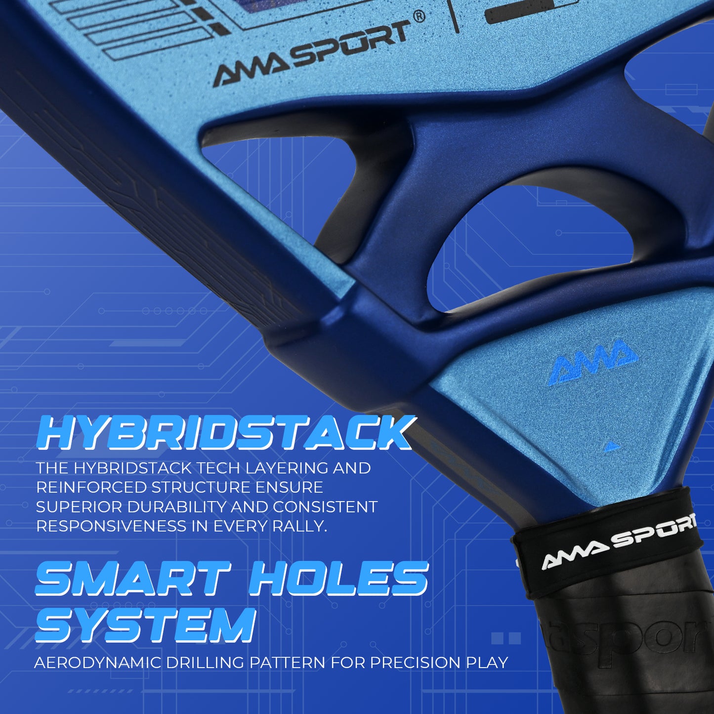 AMA Sport NXT-VG Pro Padel Racket 24K Carbon Diamond Shape Blue