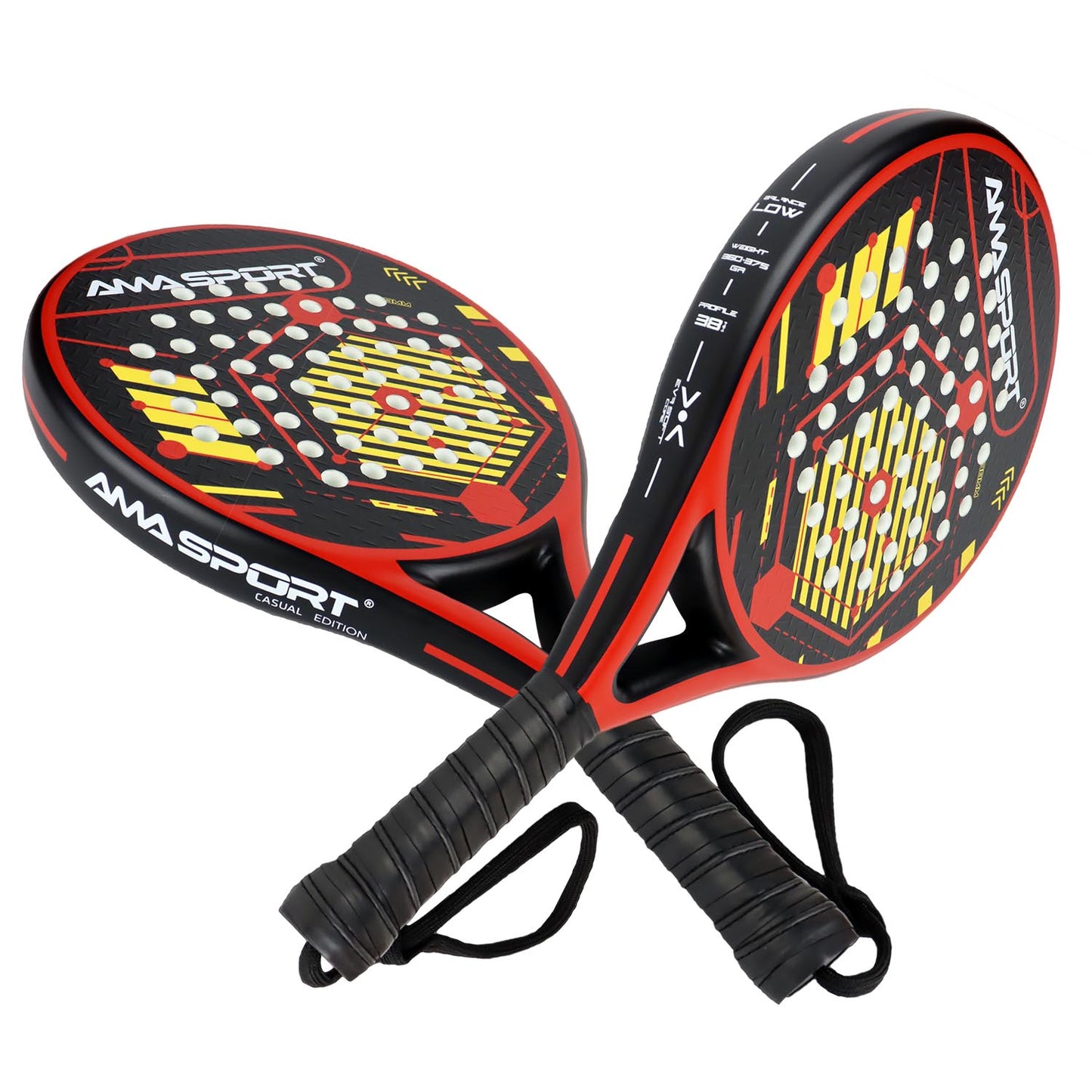 AMA Sport P46 Padel Racket 100% Carbon Round Shape Red