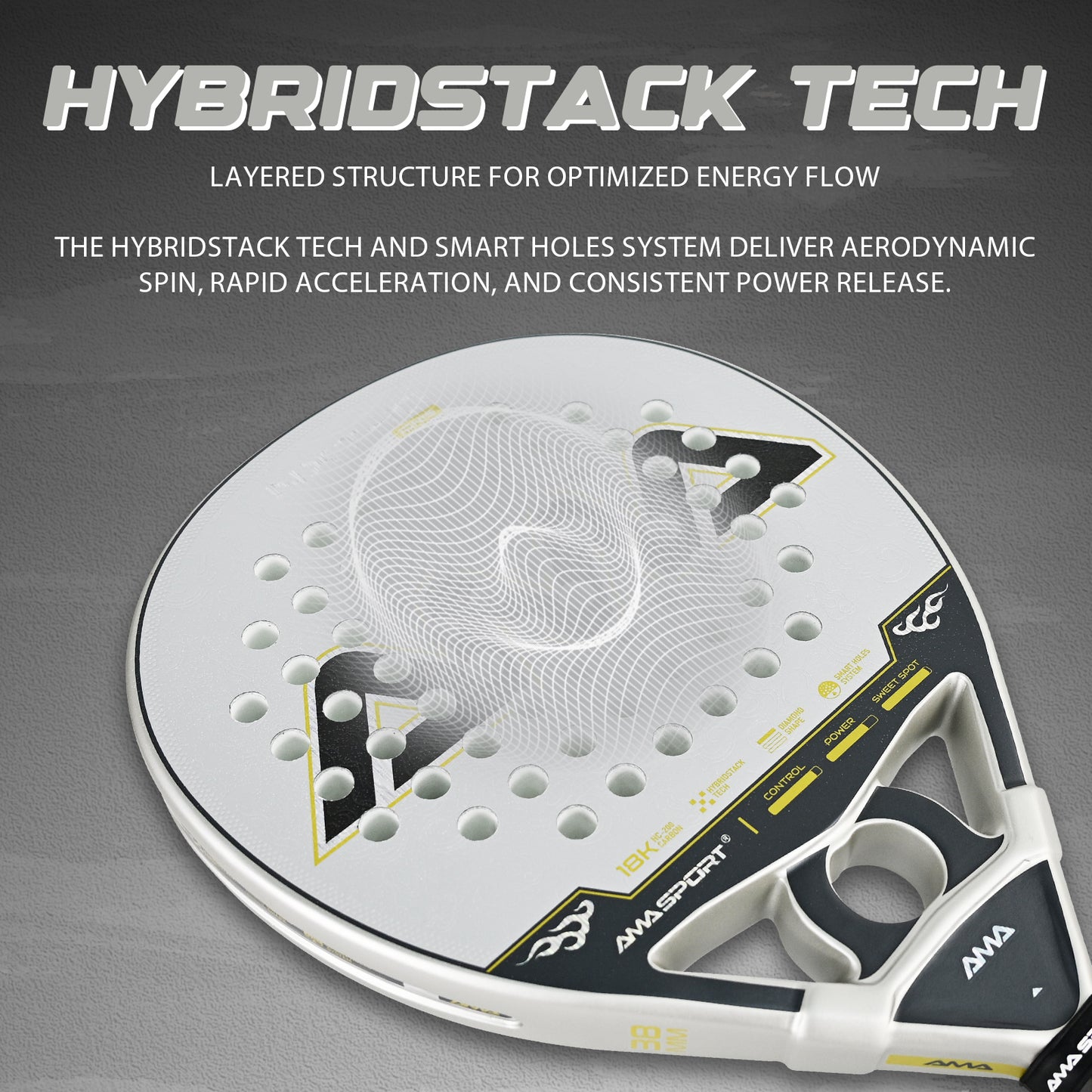 AMA Sport NXT-IG IGNIS Padel Racket 18K Carbon Diamond Shape Silver