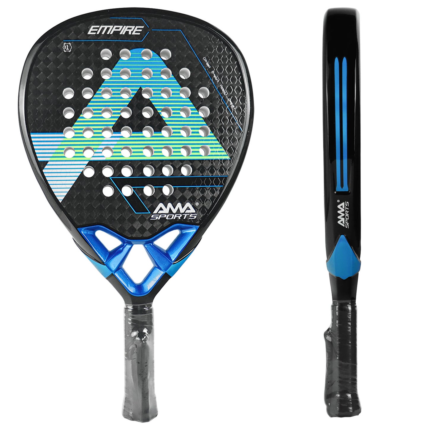 AMA Sport P90 Empire Padel Racket 12K Carbon Diamond Shape Blue