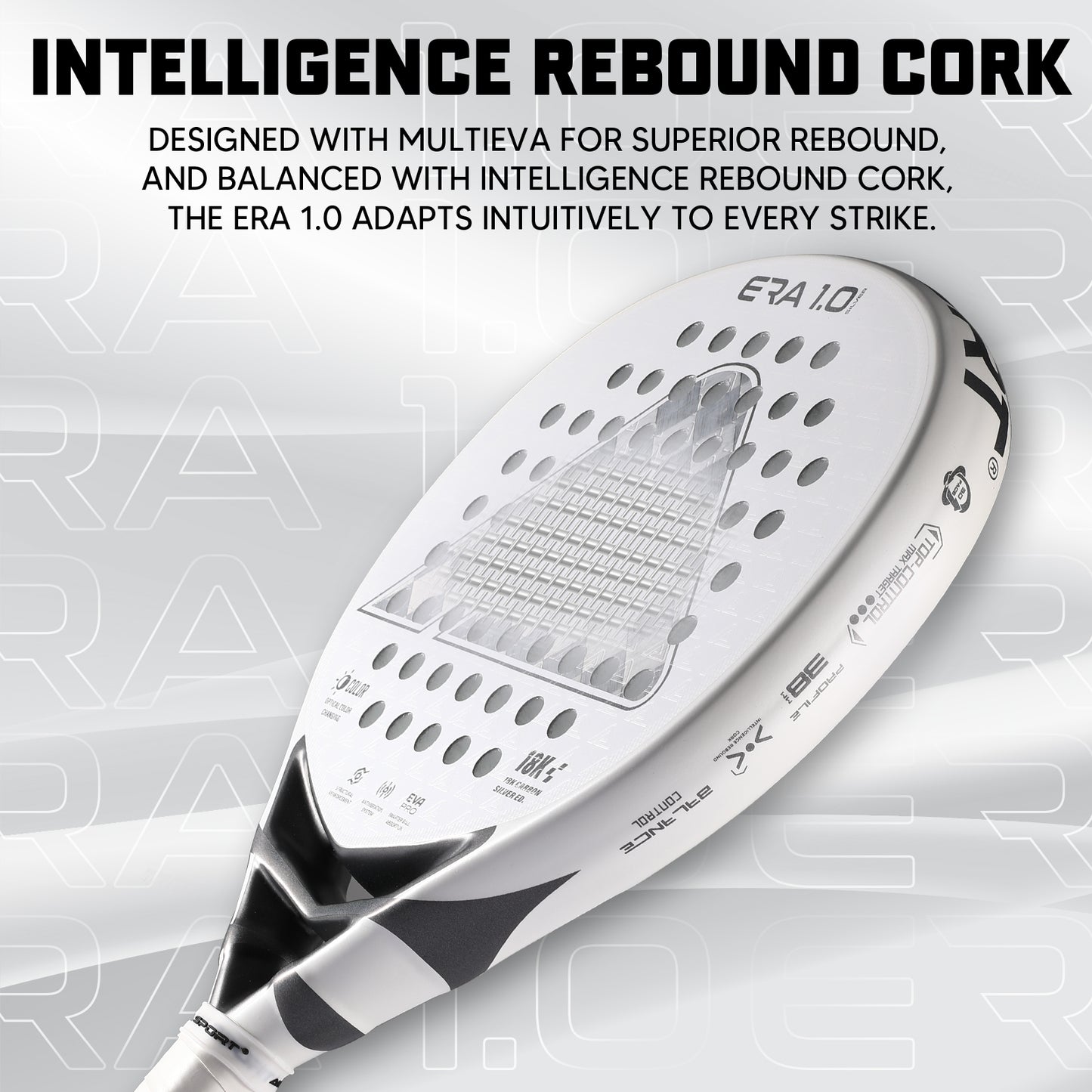 AMA Sport ERA 1.0 Silver Padel Racket 18K Carbon Teardrop Shape