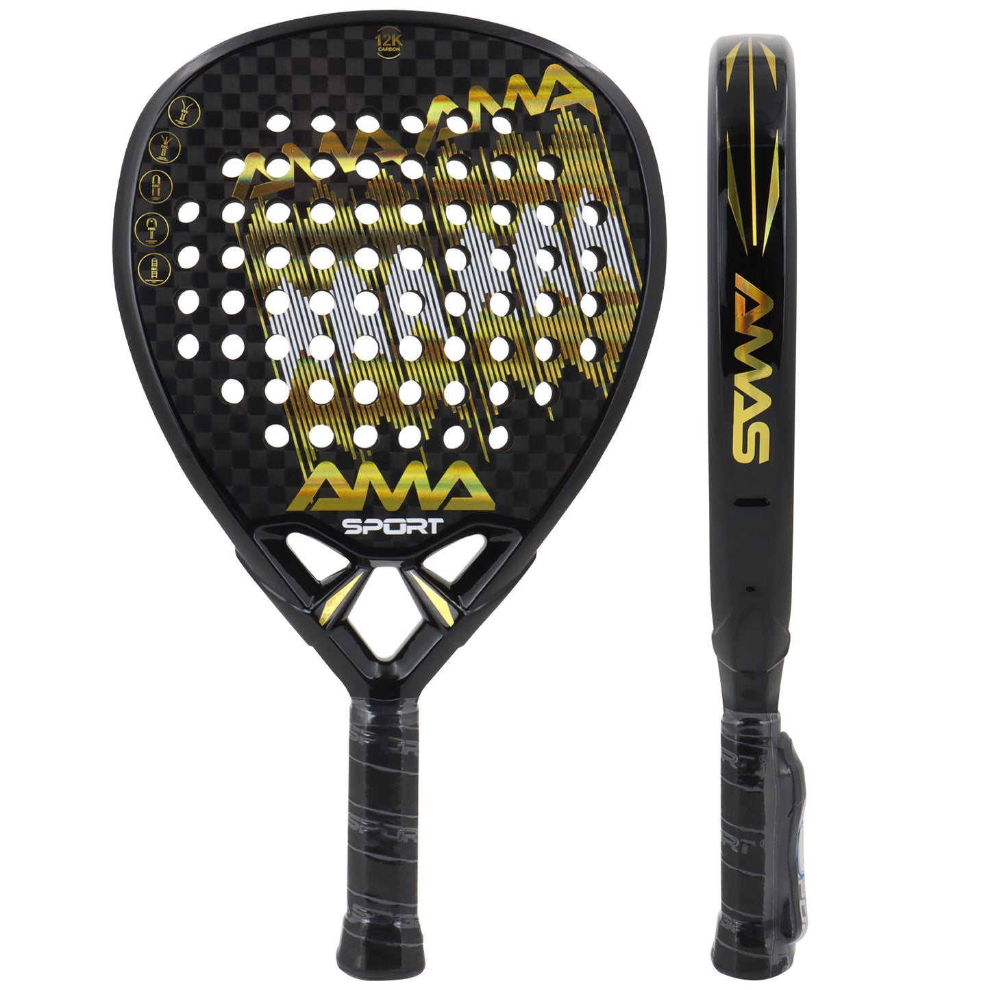 AMA Sport P90 Empire Padel Racket 12K Carbon Diamond Shape Gold
