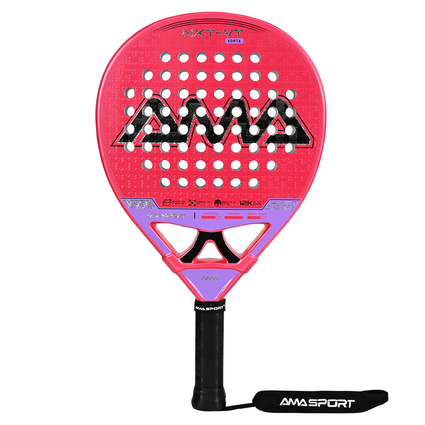 AMA Sport NXT-VT VORTA Padel Racket 12K Carbon Round Shape Pink