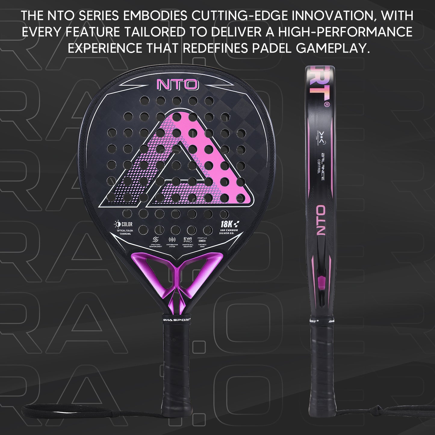 AMA Sport NTO JP89 Padel Racket 18K Carbon Diamond Shape Pink