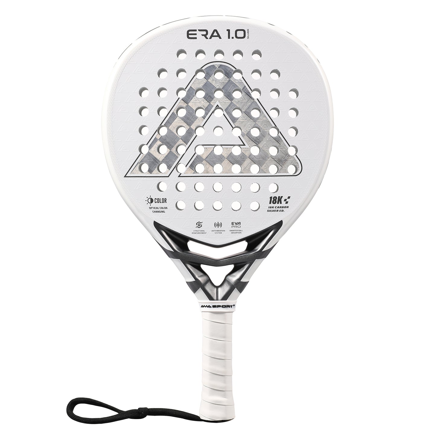 AMA Sport ERA 1.0 Silver Padel Racket 18K Carbon Teardrop Shape