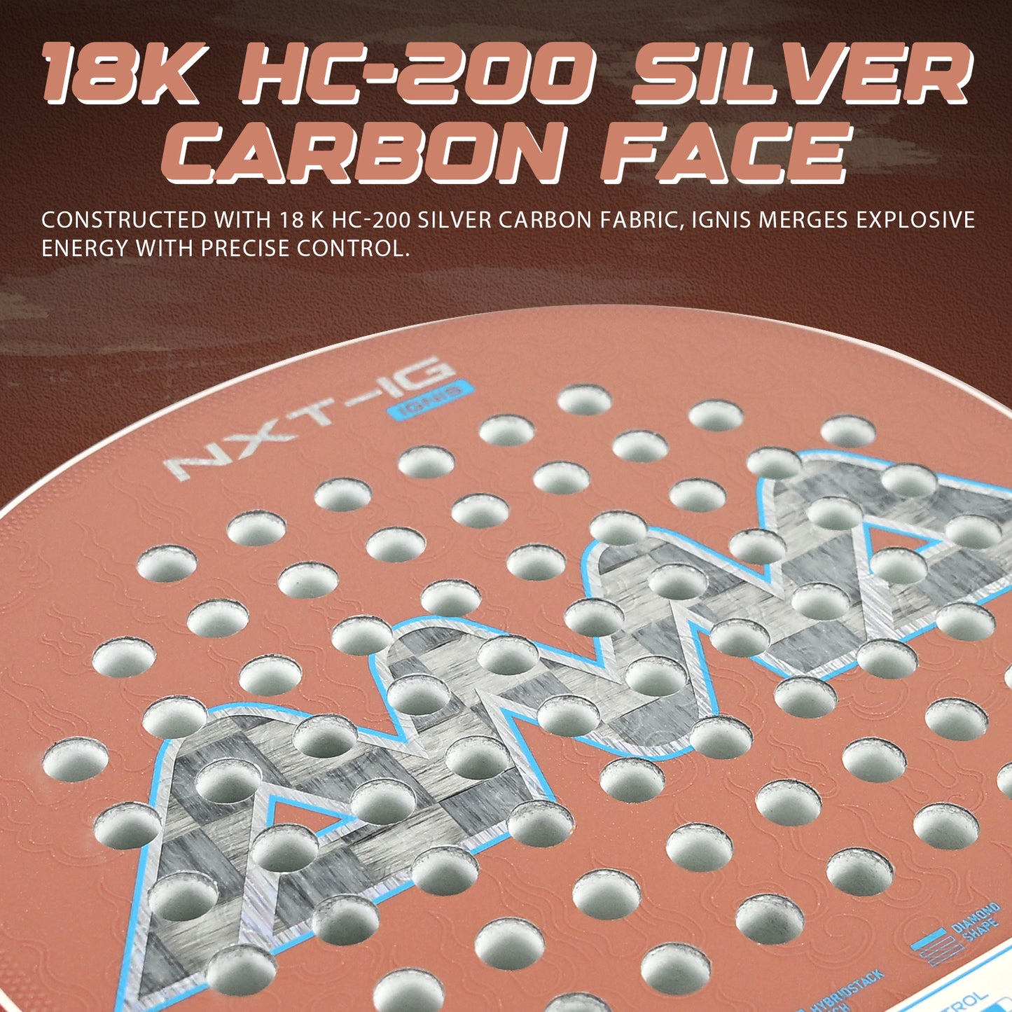 AMA Sport NXT-IG IGNIS Padel Racket 18K Carbon Diamond Shape Rose Gold