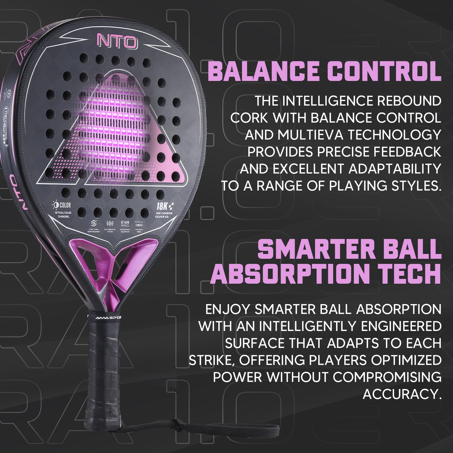 AMA Sport NTO JP89 Padel Racket 18K Carbon Diamond Shape Pink