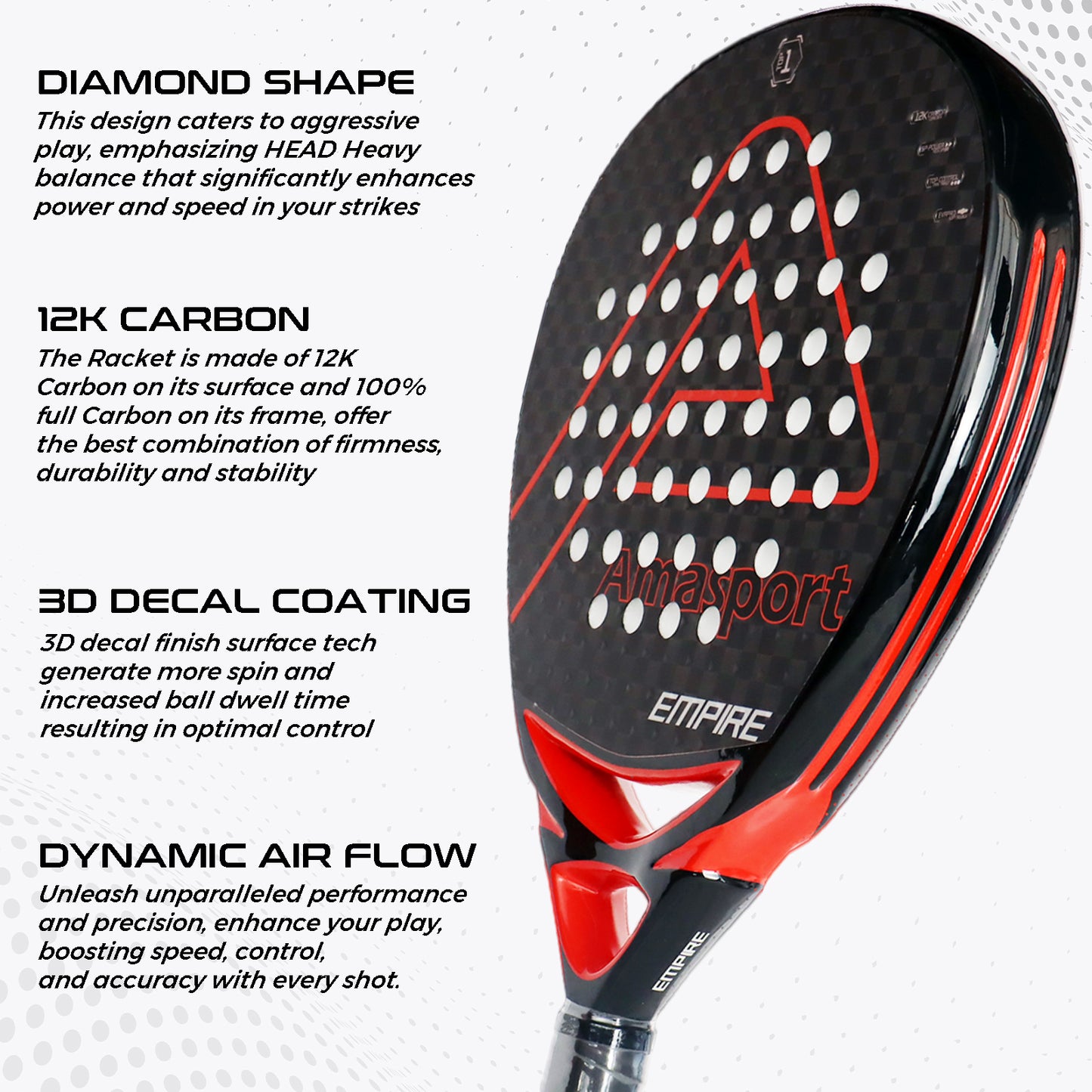 AMA Sport P78 Top 1 Padel Racket 12K Carbon Diamond Shape