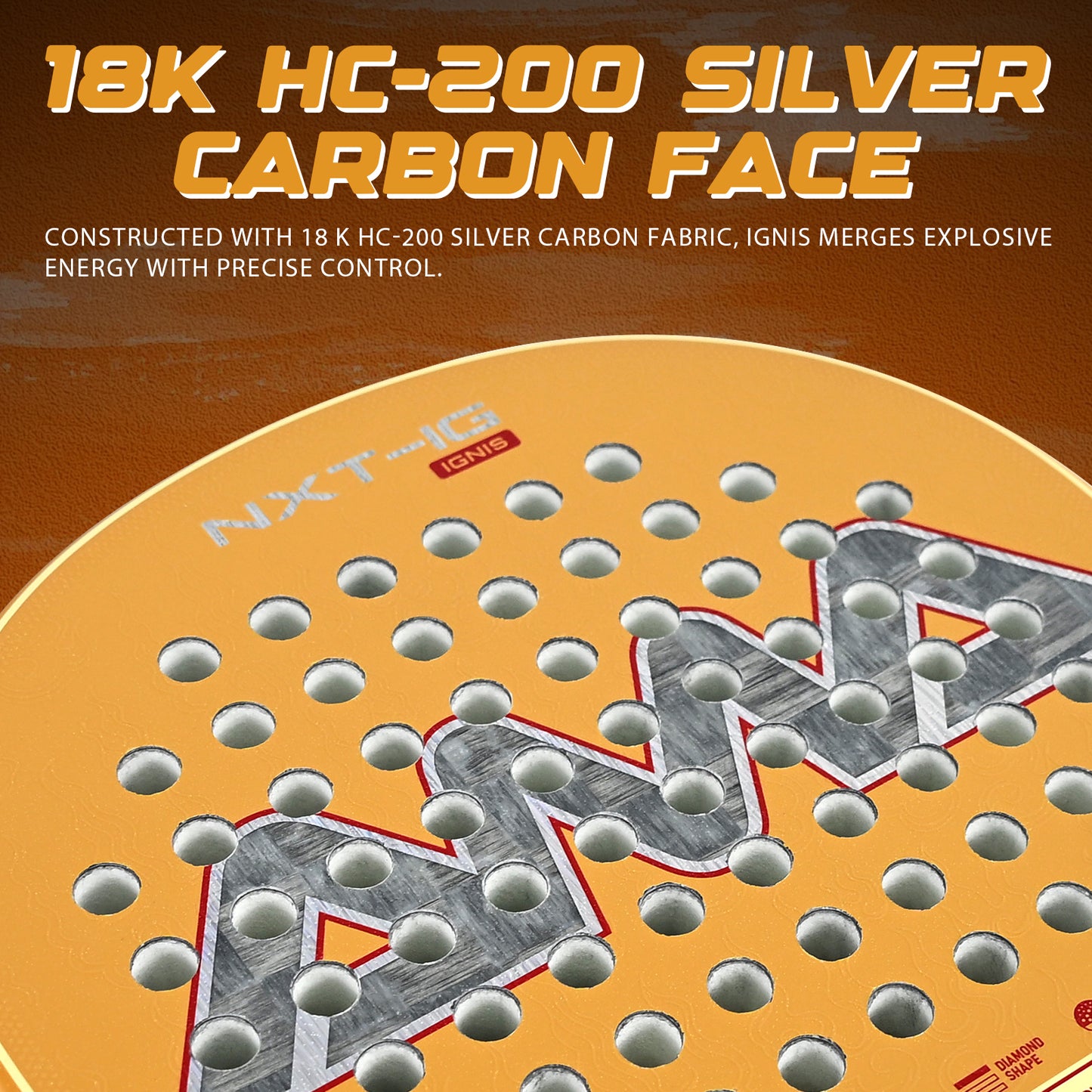 AMA Sport NXT-IG IGNIS Padel Racket 18K Carbon Diamond Shape Gold