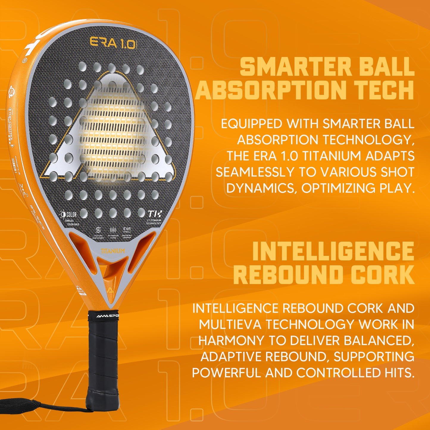 AMA Sport ERA 1.0 Titanium Gold Padel Racket Carbon Diamond Shape