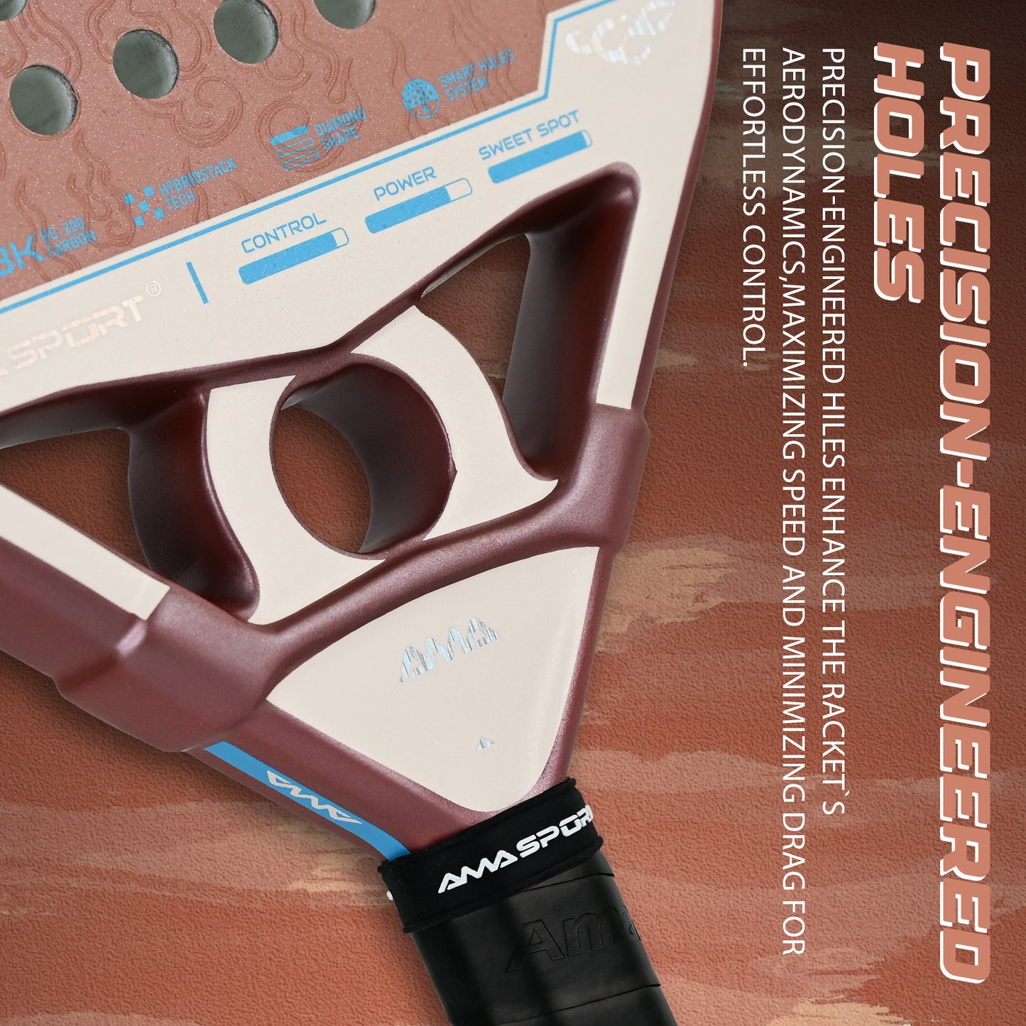 AMA Sport NXT-IG IGNIS Padel Racket 18K Carbon Diamond Shape Rose Gold