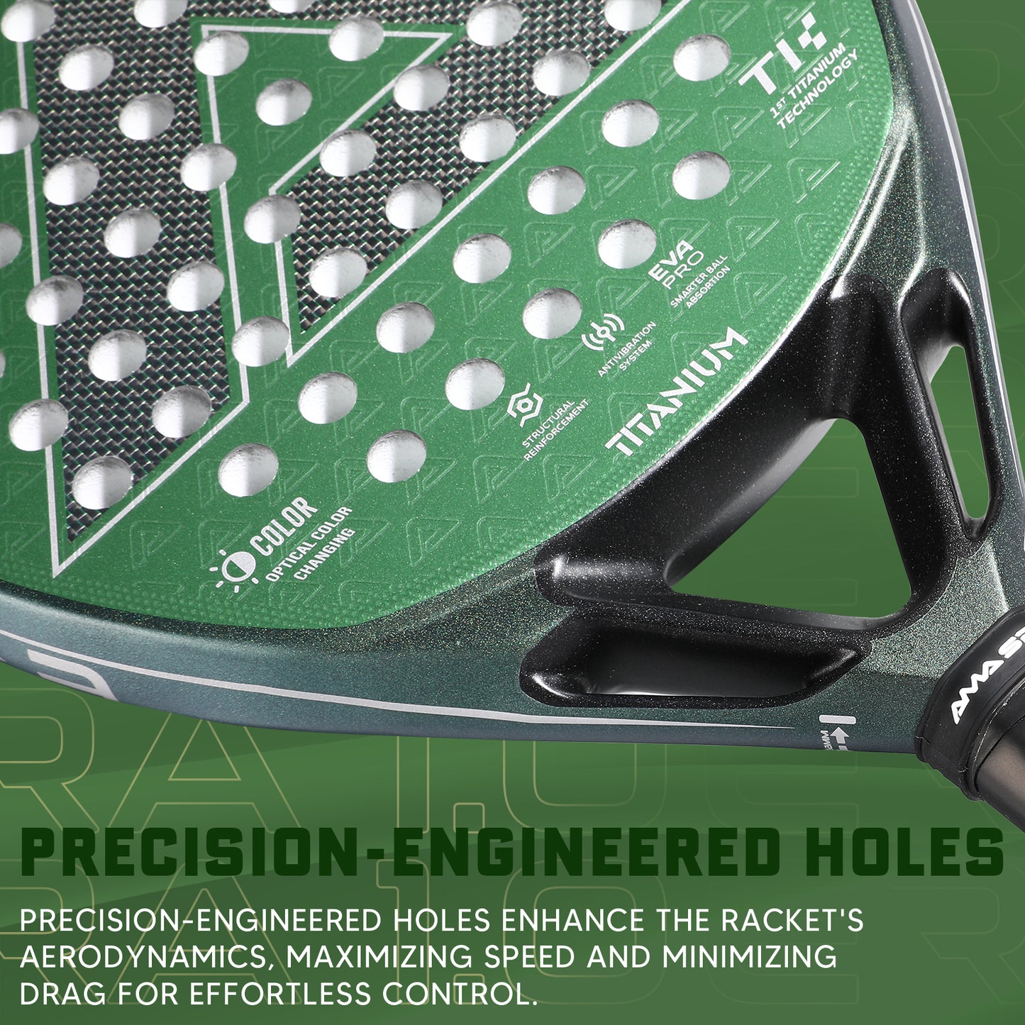 AMA Sport ERA 1.0 Titanium Green Padel Racket Carbon Diamond Shape