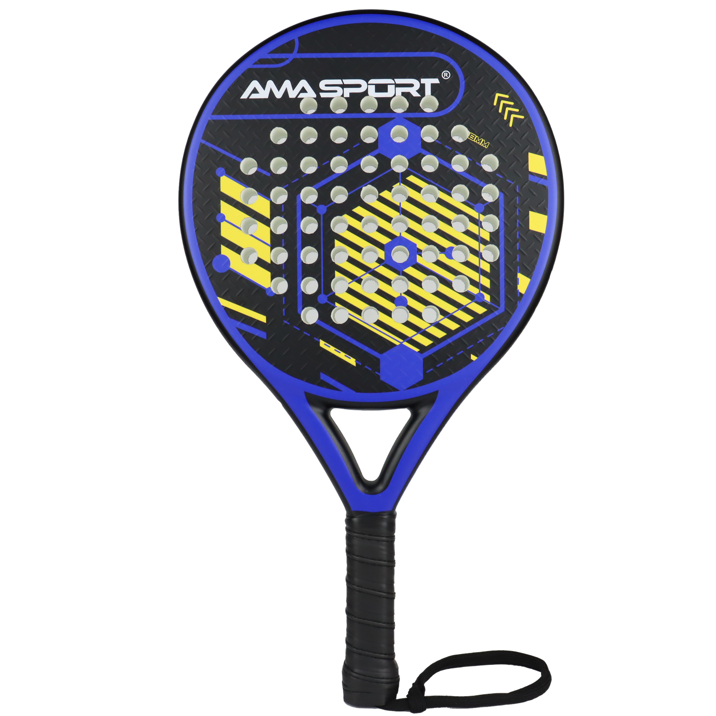 AMA Sport P46 Padel Racket 100% Carbon Round Shape Blue