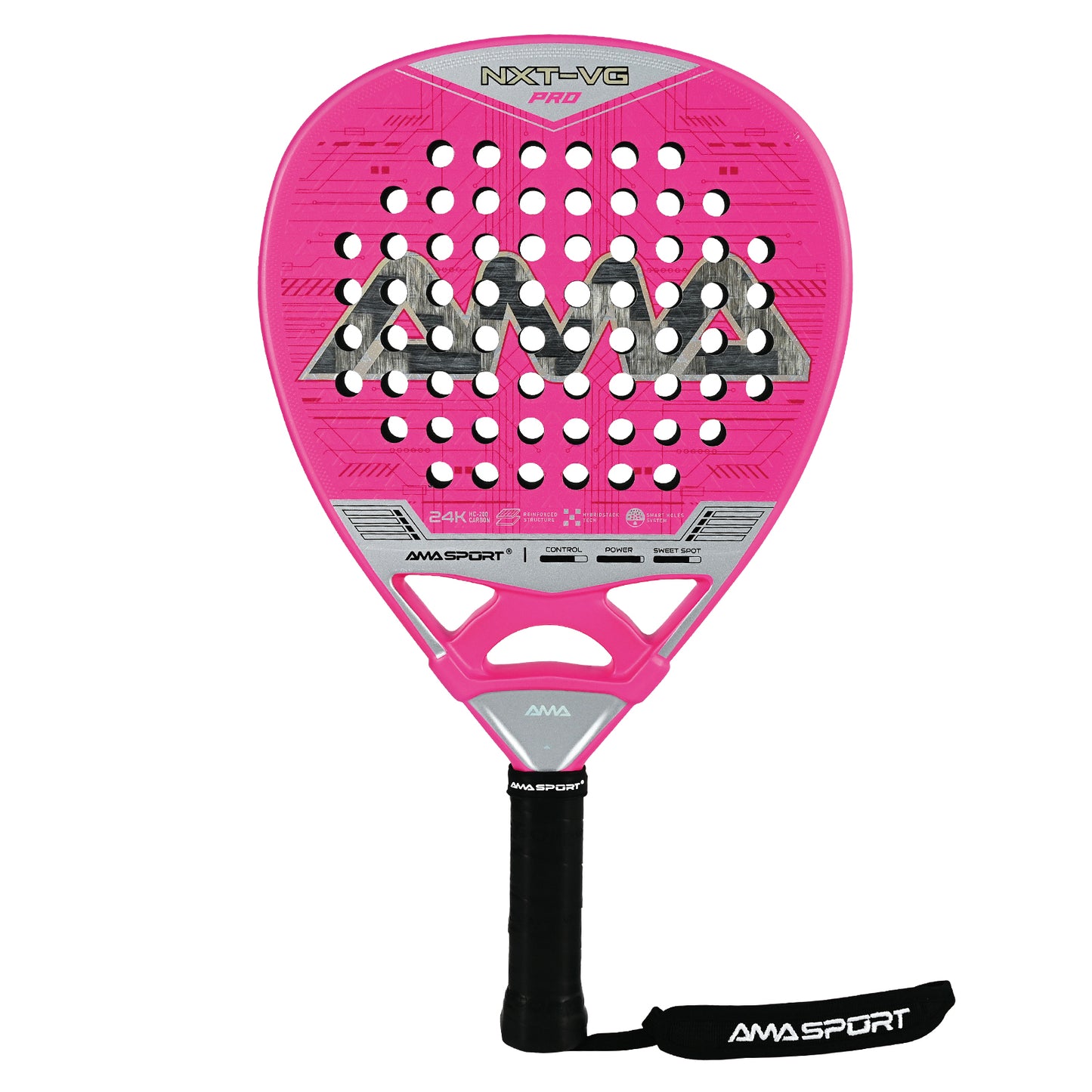AMA Sport NXT-VG Pro Padel Racket 24K Carbon Diamond Shape Pink