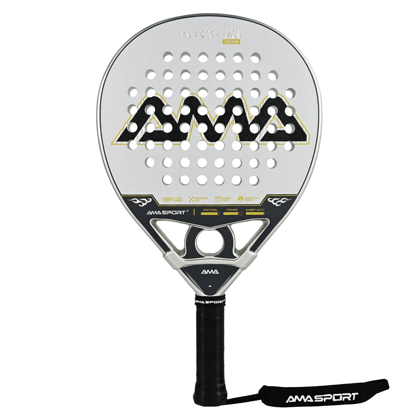 AMA Sport NXT-IG IGNIS Padel Racket 18K Carbon Diamond Shape Silver