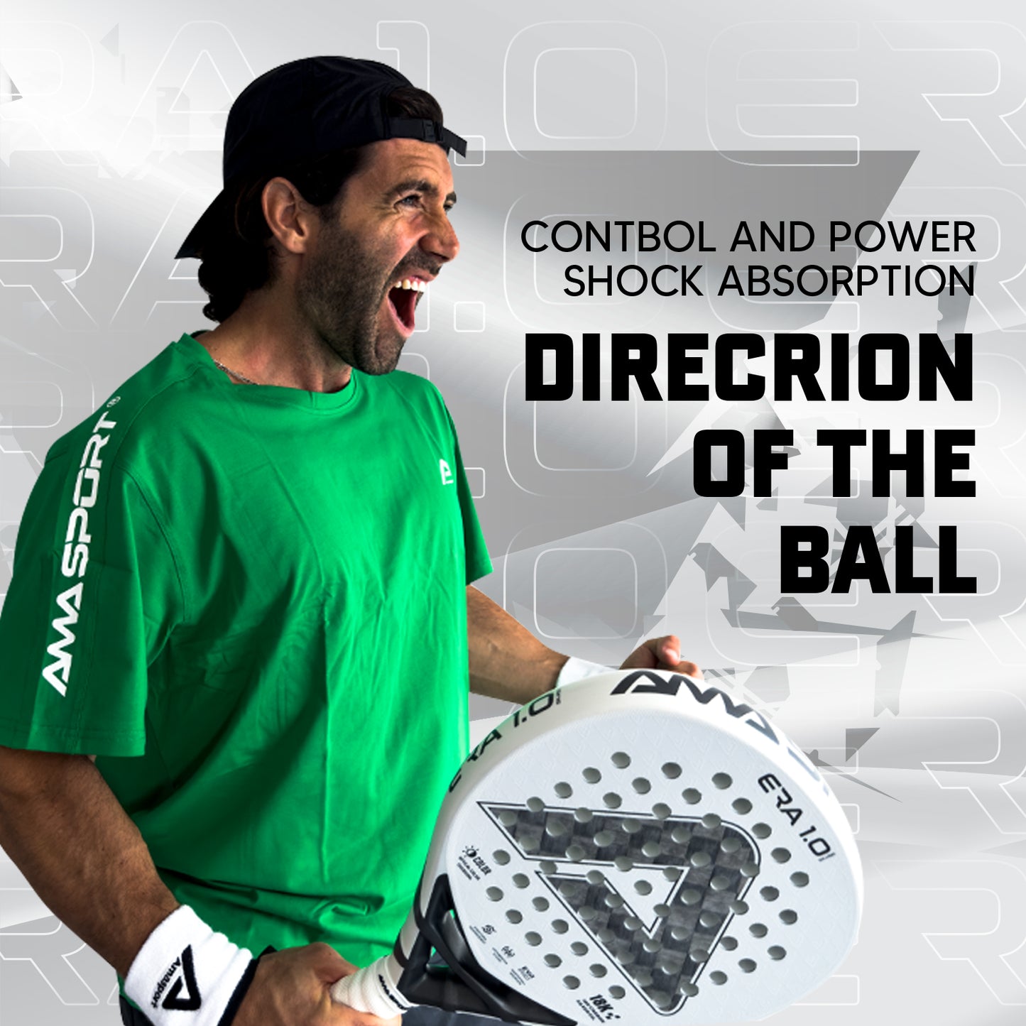 AMA Sport ERA 1.0 Silver Padel Racket 18K Carbon Teardrop Shape