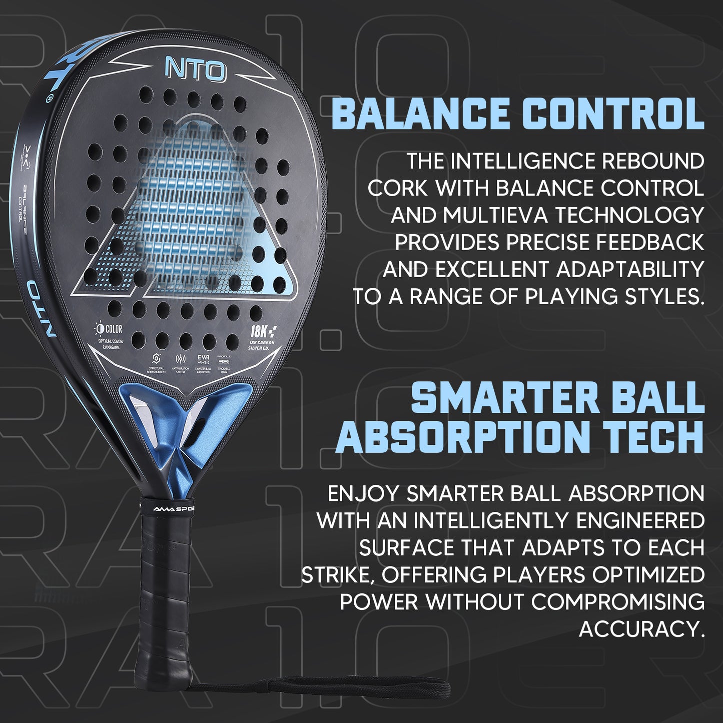 AMA Sport NTO JP89 Padel Racket 18K Carbon Diamond Shape Blue