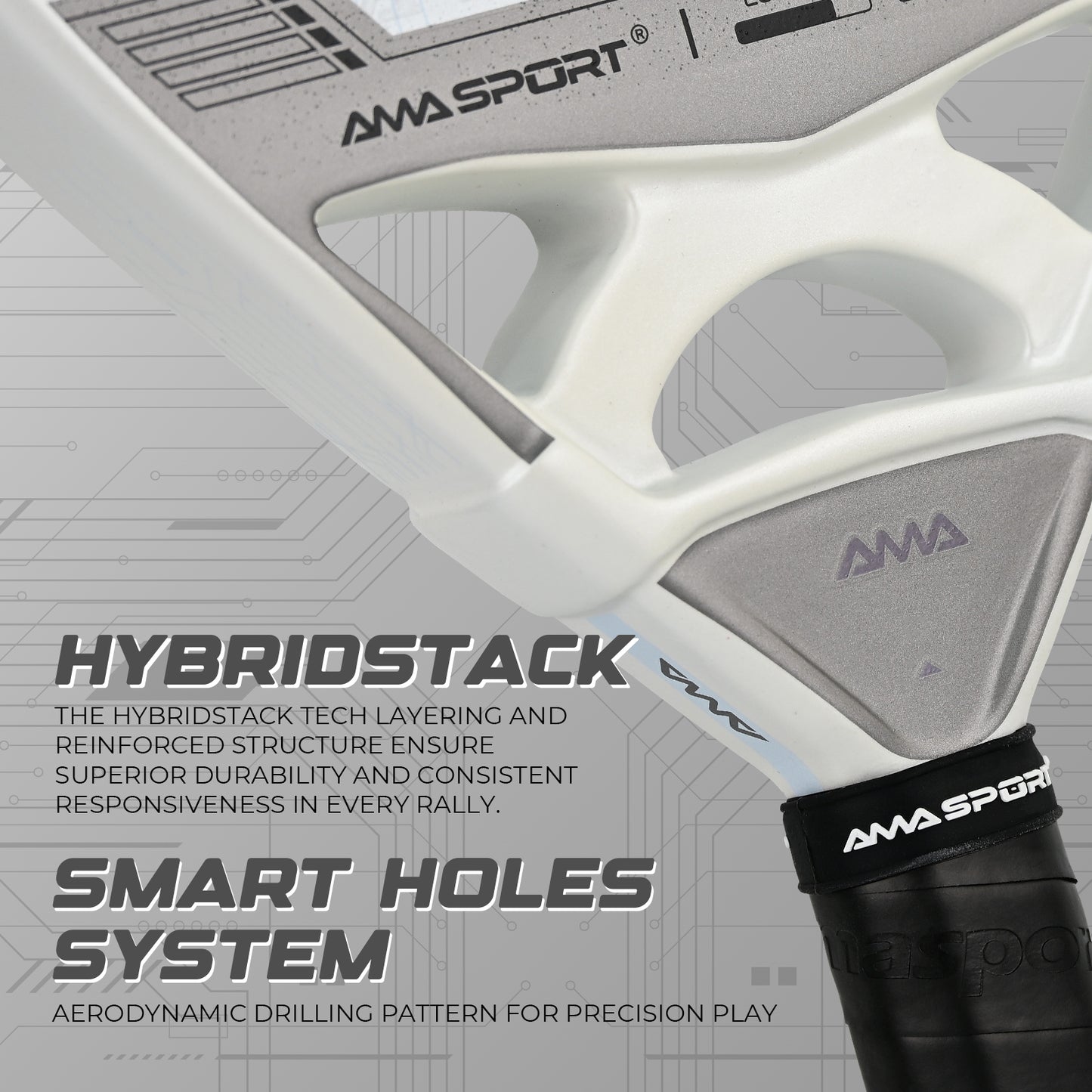 AMA Sport NXT-VG Pro Padel Racket 24K Carbon Diamond Shape White