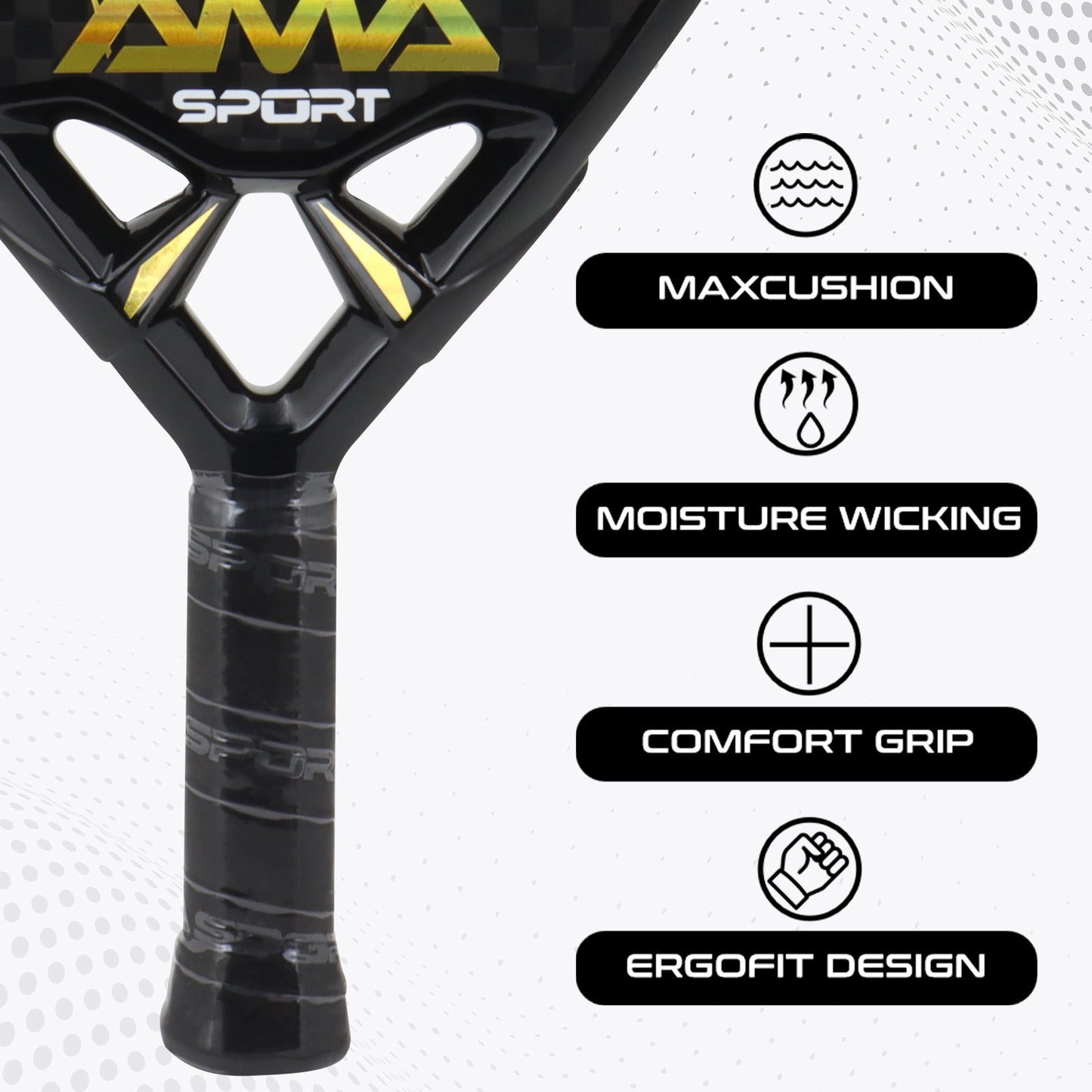 AMA Sport P90 Empire Padel Racket 12K Carbon Diamond Shape Gold