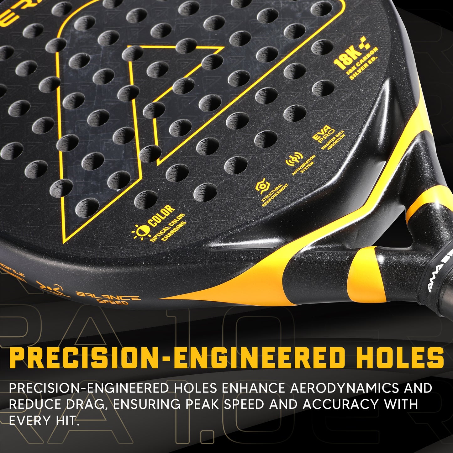 AMA Sport ERA 1.0 Cubic HD Padel Racket 18K Carbon Teardrop Shape