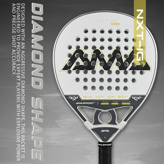AMA Sport NXT-IG IGNIS Padel Racket 18K Carbon Diamond Shape Silver