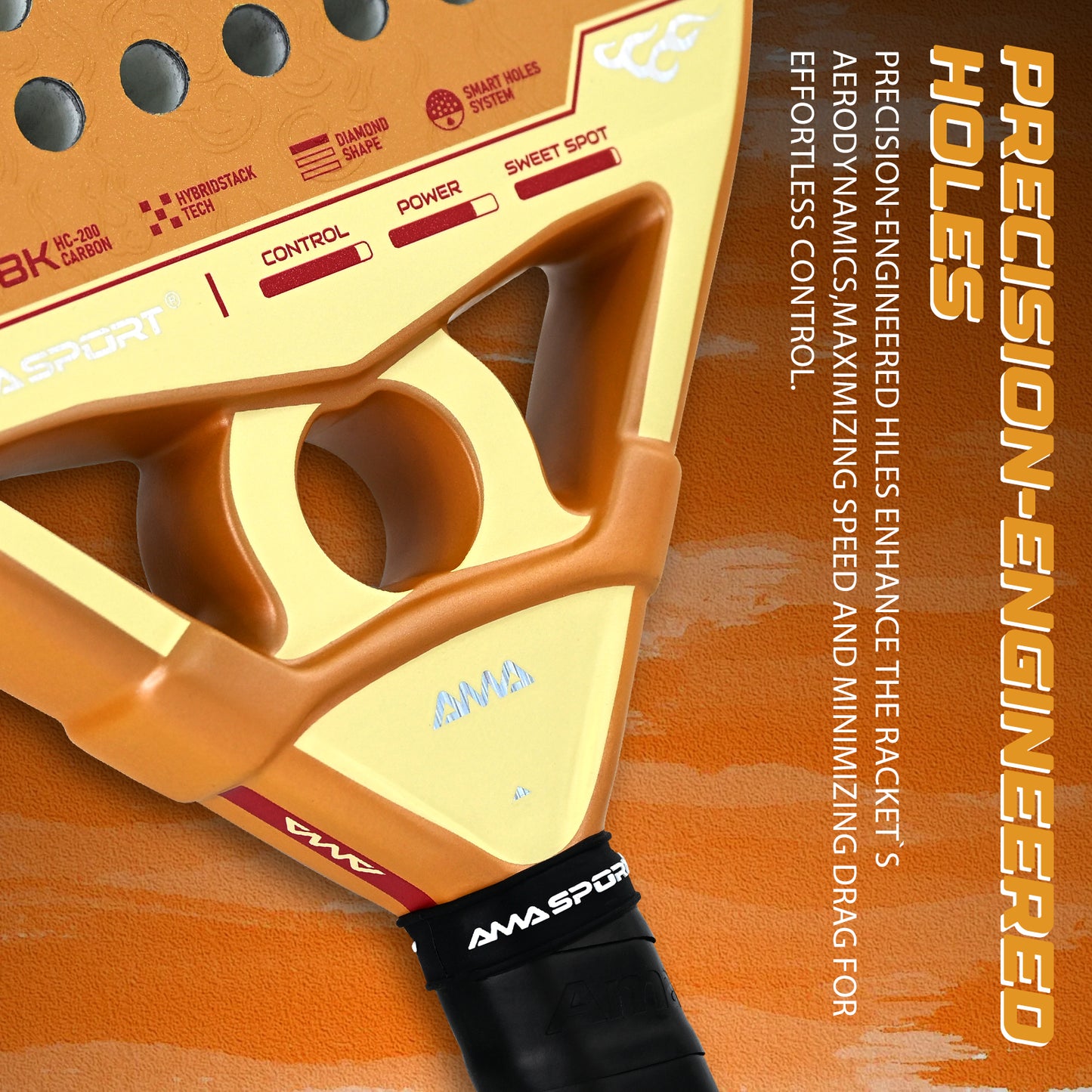 AMA Sport NXT-IG IGNIS Padel Racket 18K Carbon Diamond Shape Gold