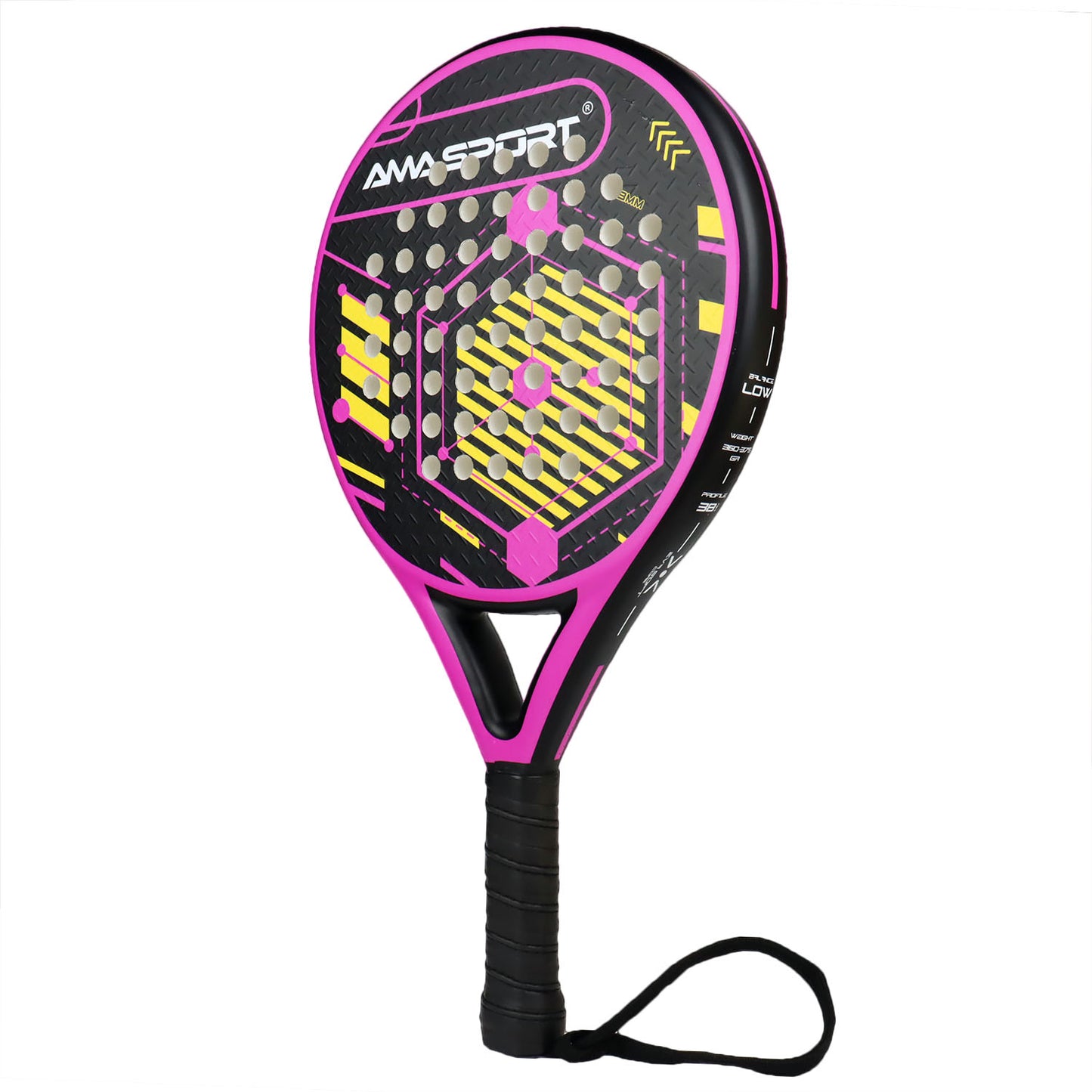AMA Sport P46 Padel Racket 100% Carbon Round Shape Pink