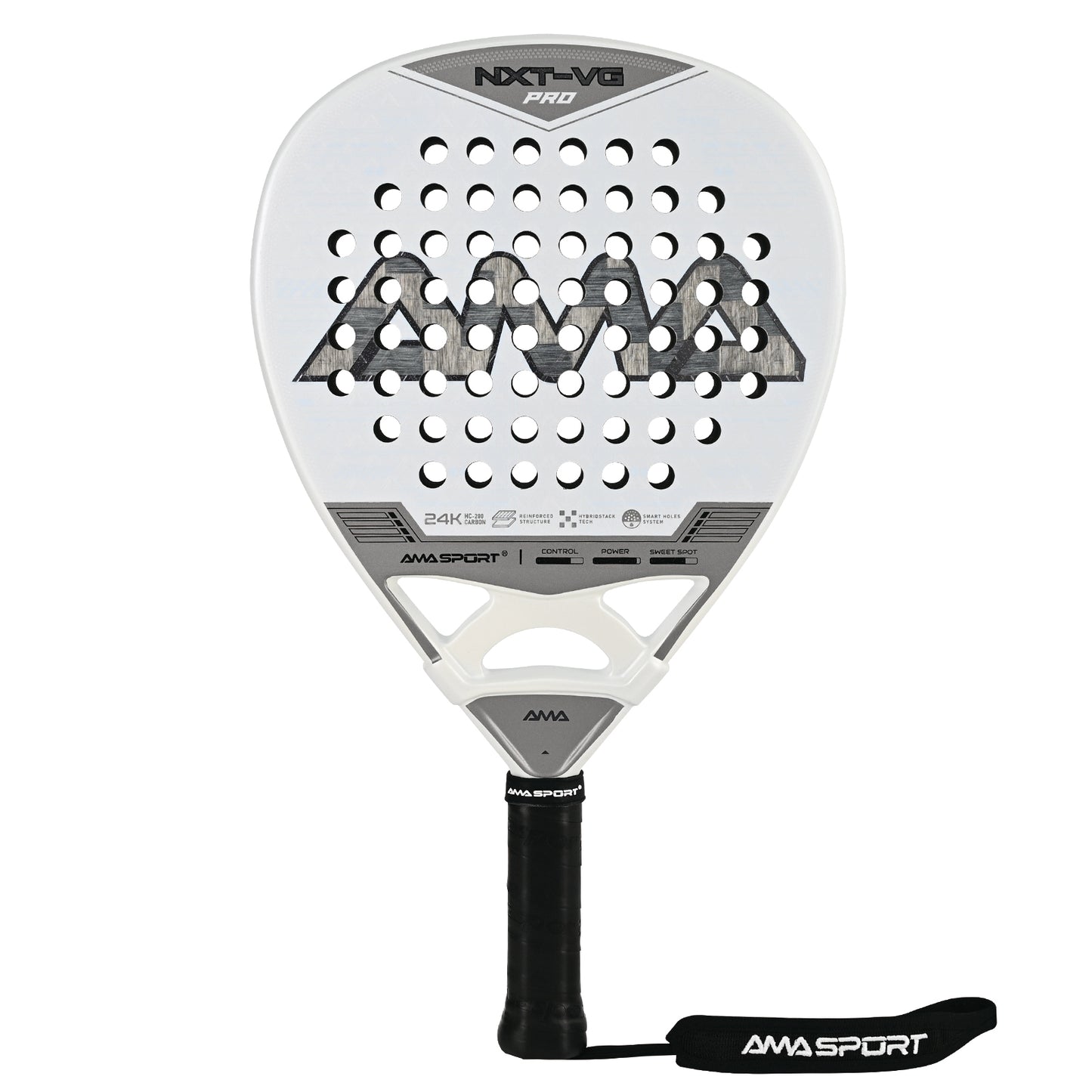 AMA Sport NXT-VG Pro Padel Racket 24K Carbon Diamond Shape White