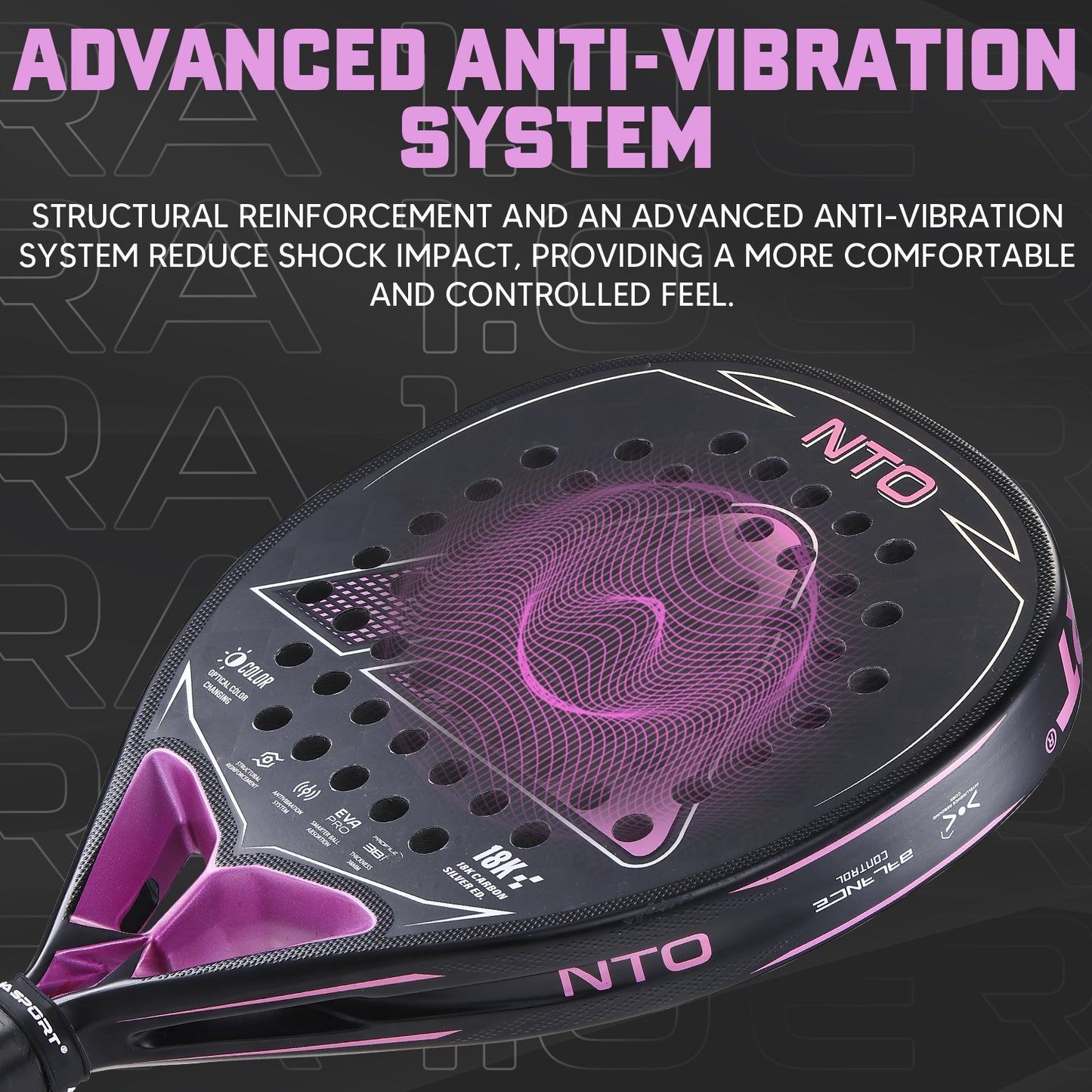 AMA Sport NTO JP89 Padel Racket 18K Carbon Diamond Shape Pink