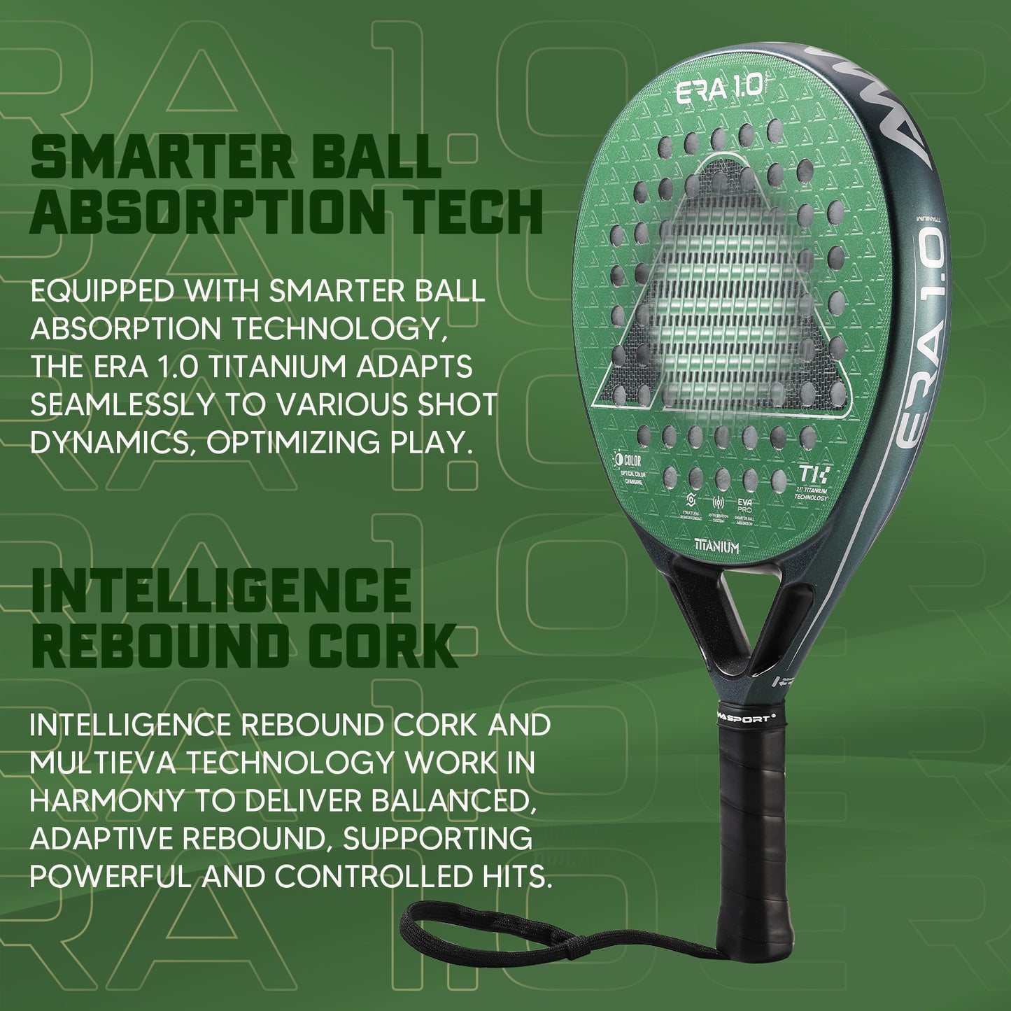 AMA Sport ERA 1.0 Titanium Green Padel Racket Carbon Diamond Shape