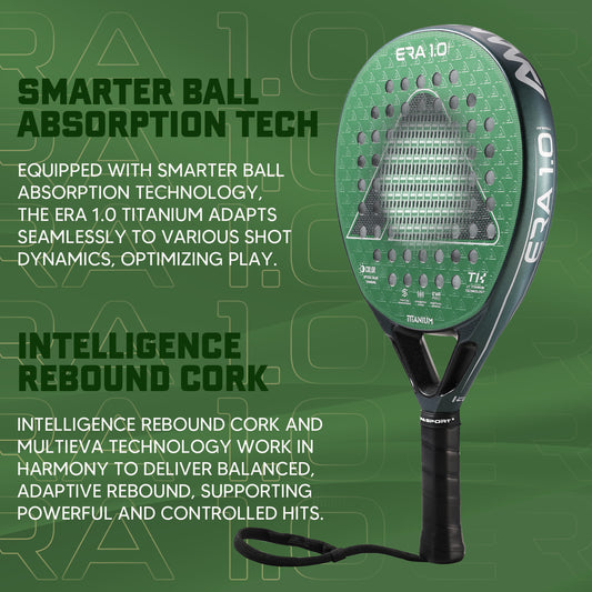 AMA Sport ERA 1.0 Titanium Green Padel Racket Carbon Diamond Shape