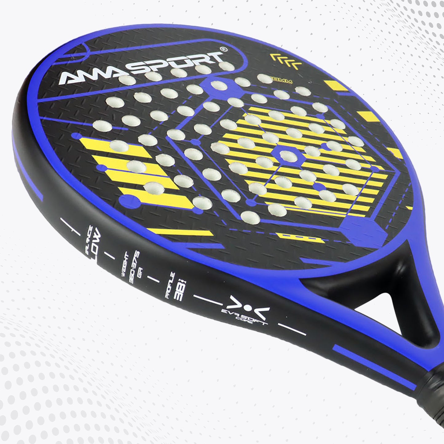 AMA Sport P46 Padel Racket 100% Carbon Round Shape Blue