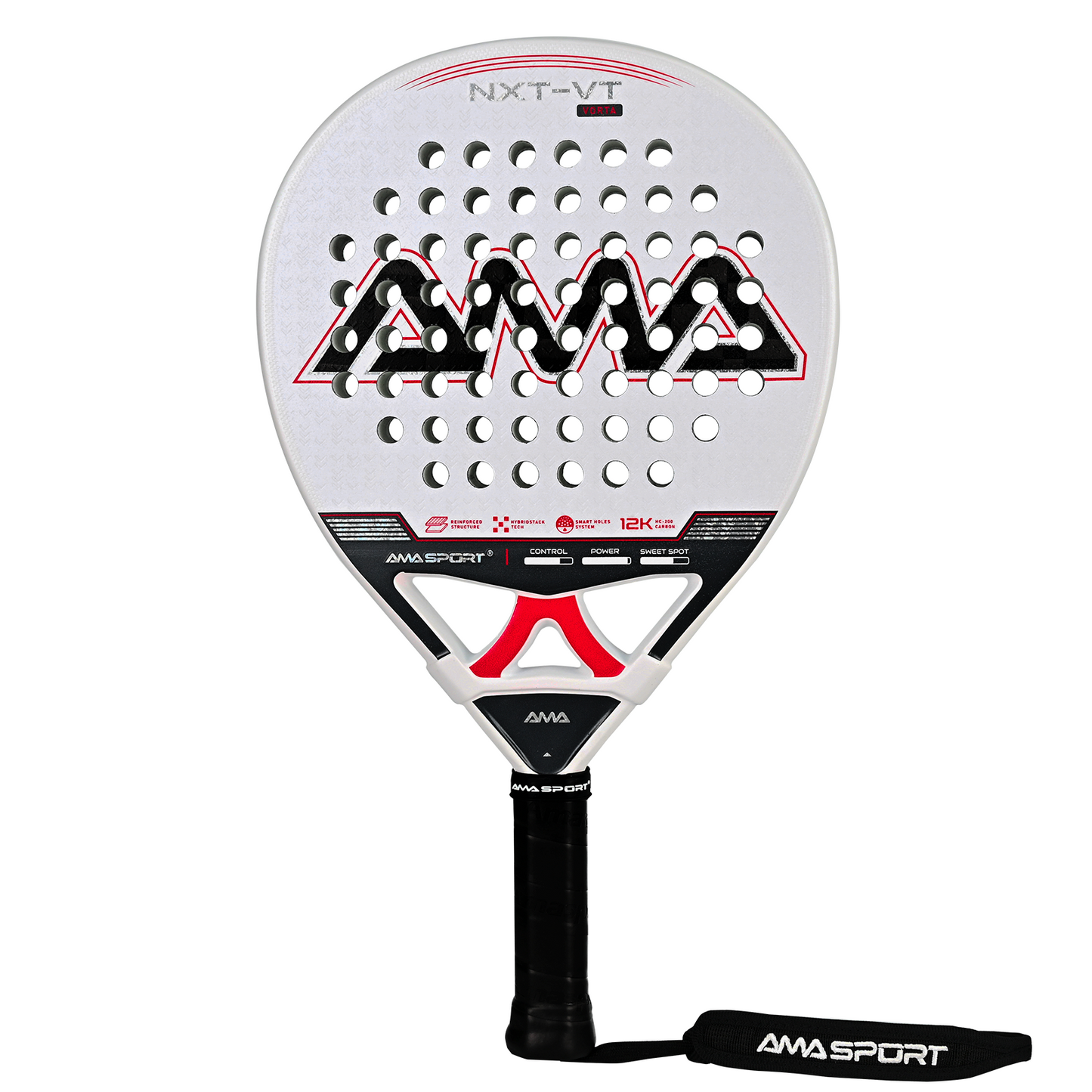 AMA Sport NXT-VT VORTA Padel Racket 12K Carbon Round Shape White