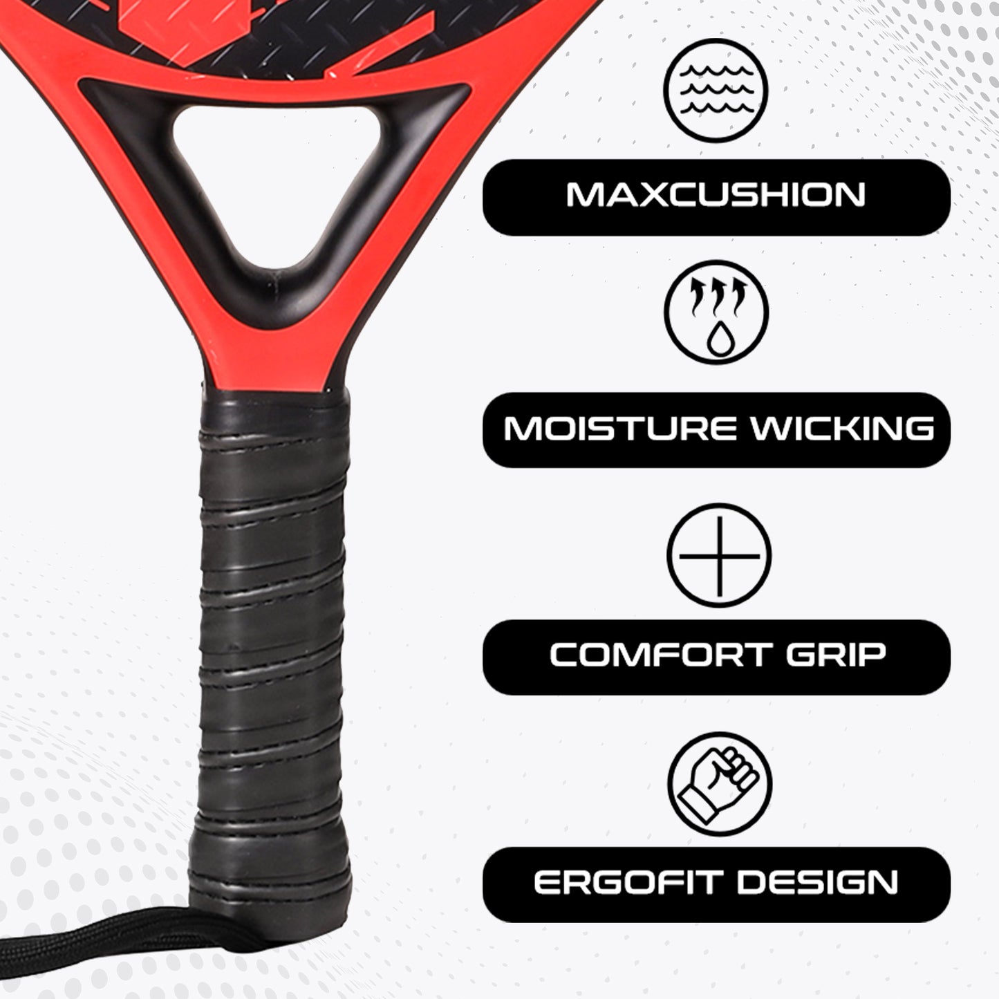 AMA Sport P46 Padel Racket 100% Carbon Round Shape Red