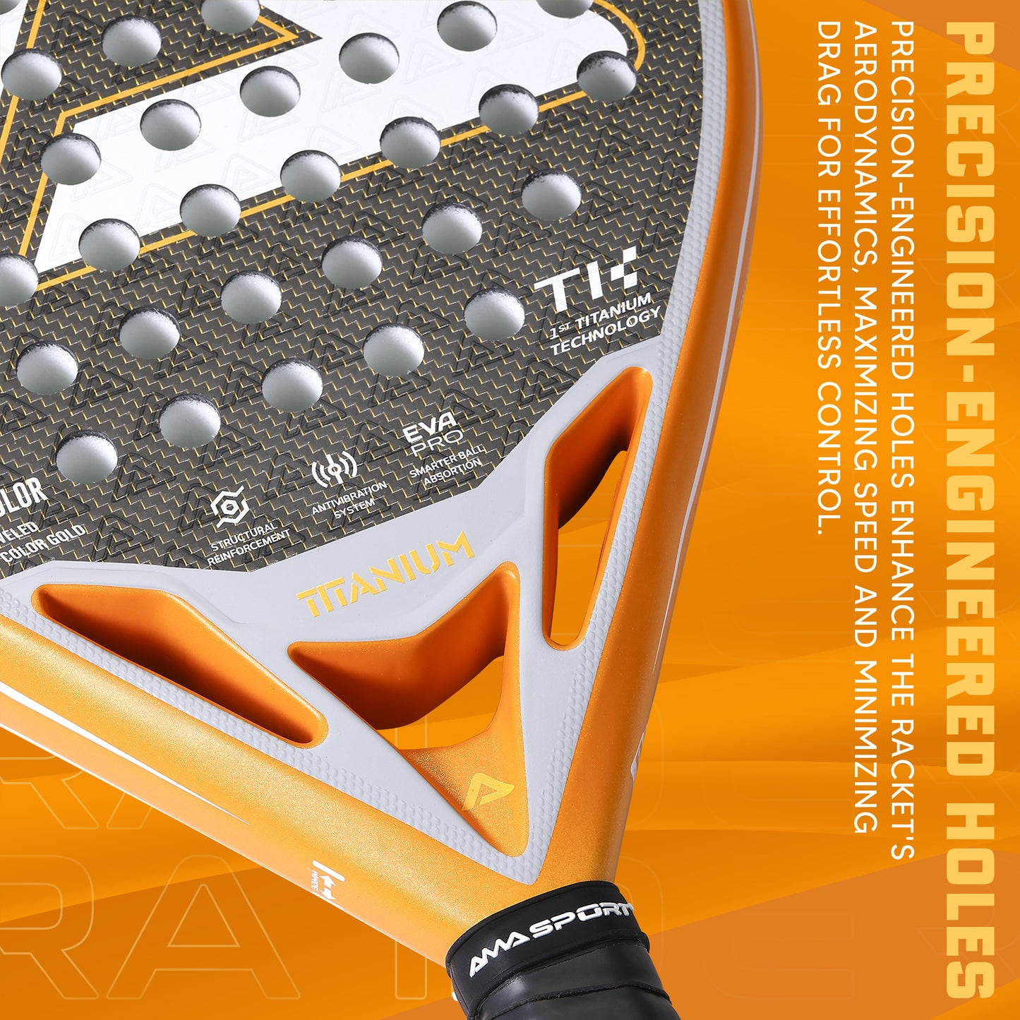 AMA Sport ERA 1.0 Titanium Gold Padel Racket Carbon Diamond Shape