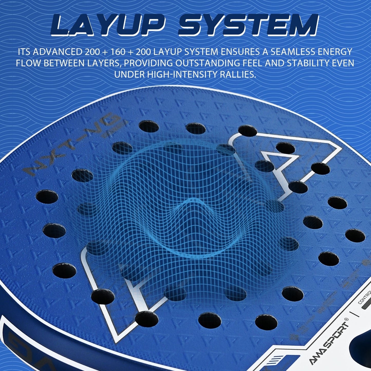 AMA Sport NXT-VG VEKTOR Padel Racket T700 Carbon Teardrop Shape Blue