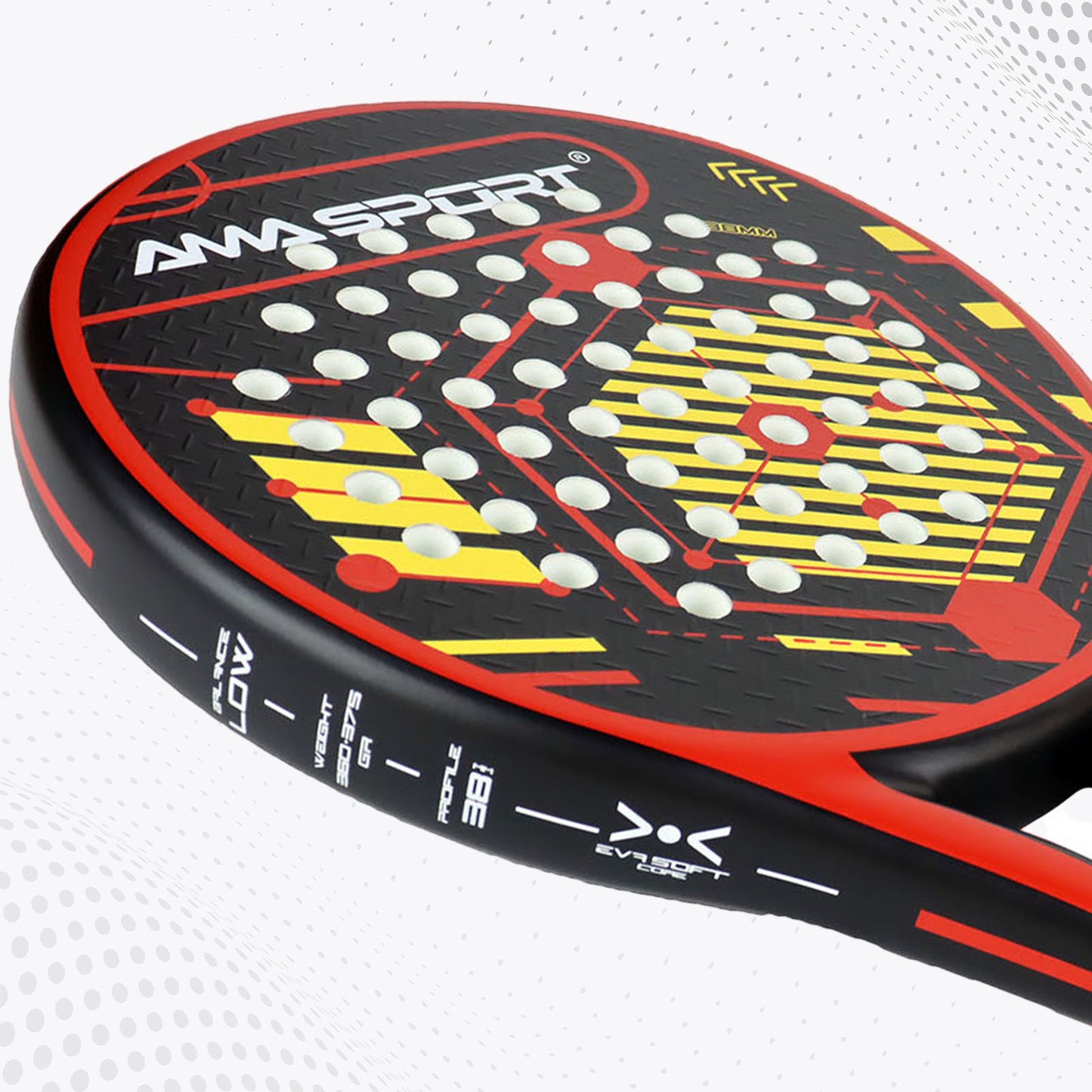 AMA Sport P46 Padel Racket 100% Carbon Round Shape Red