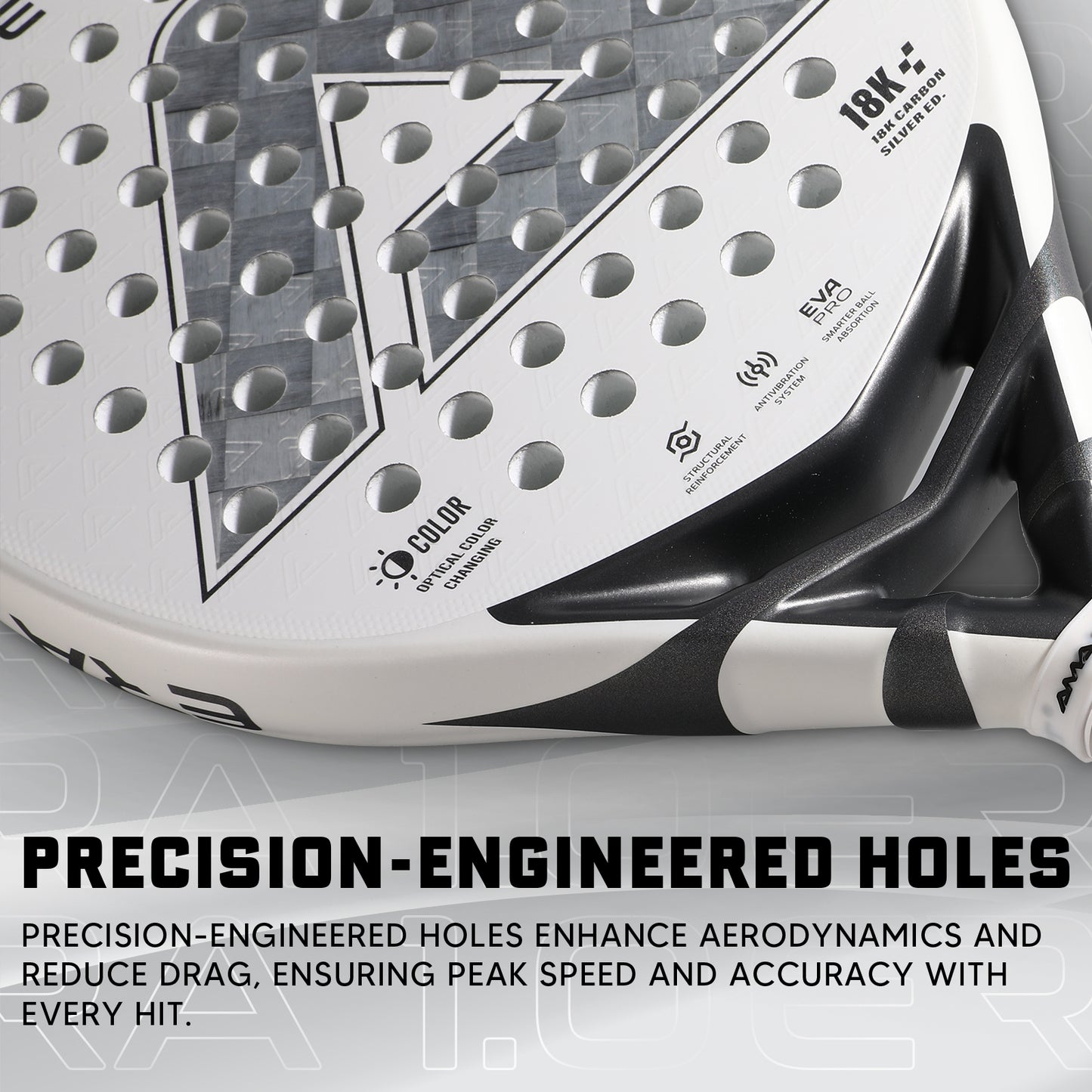 AMA Sport ERA 1.0 Silver Padel Racket 18K Carbon Teardrop Shape