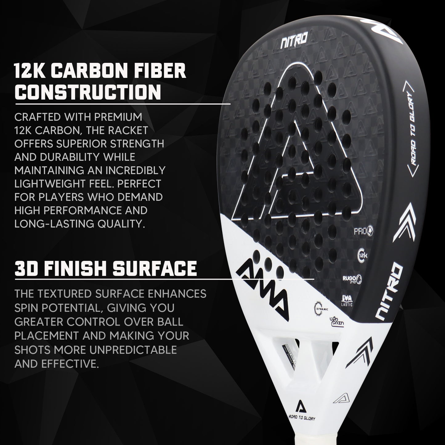 AMA Sport Max P43 Padel Racket 12K Carbon Teardrop Shape