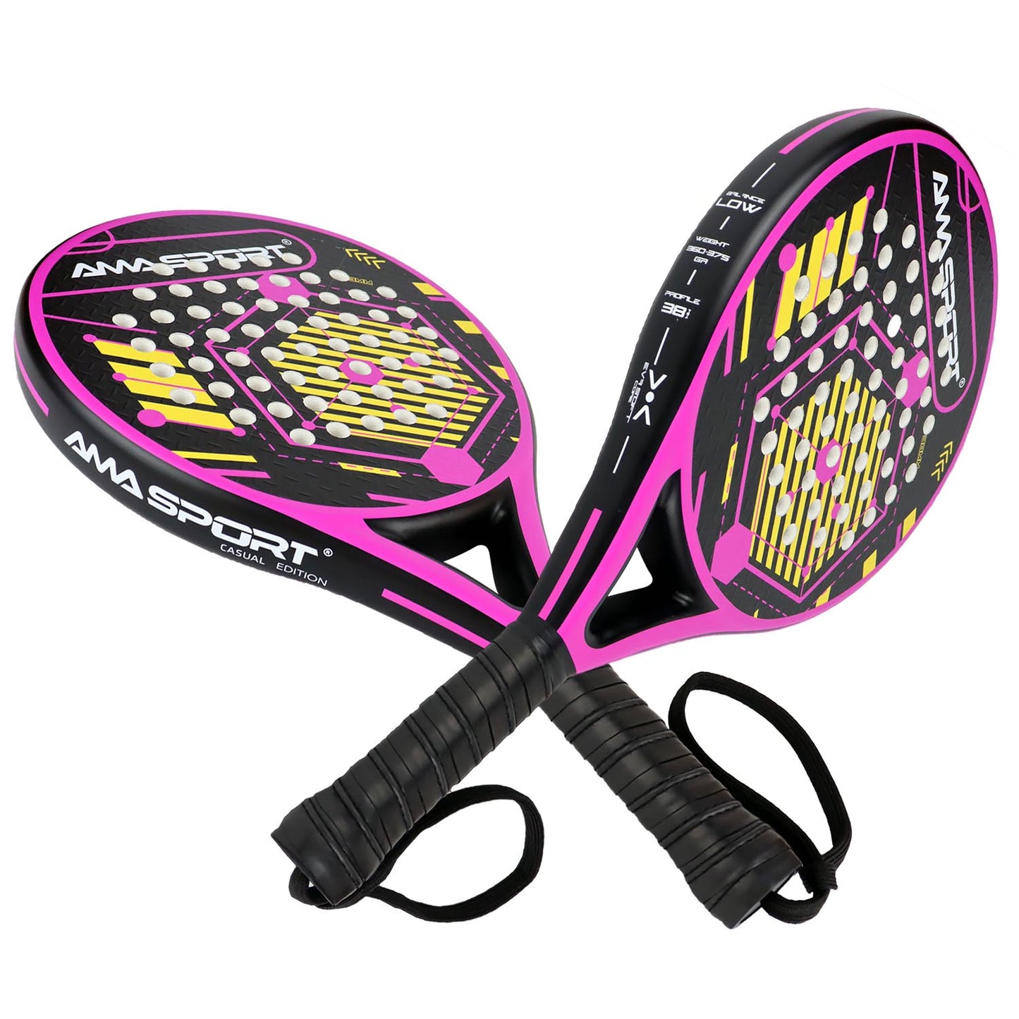 AMA Sport P46 Padel Racket 100% Carbon Round Shape Pink