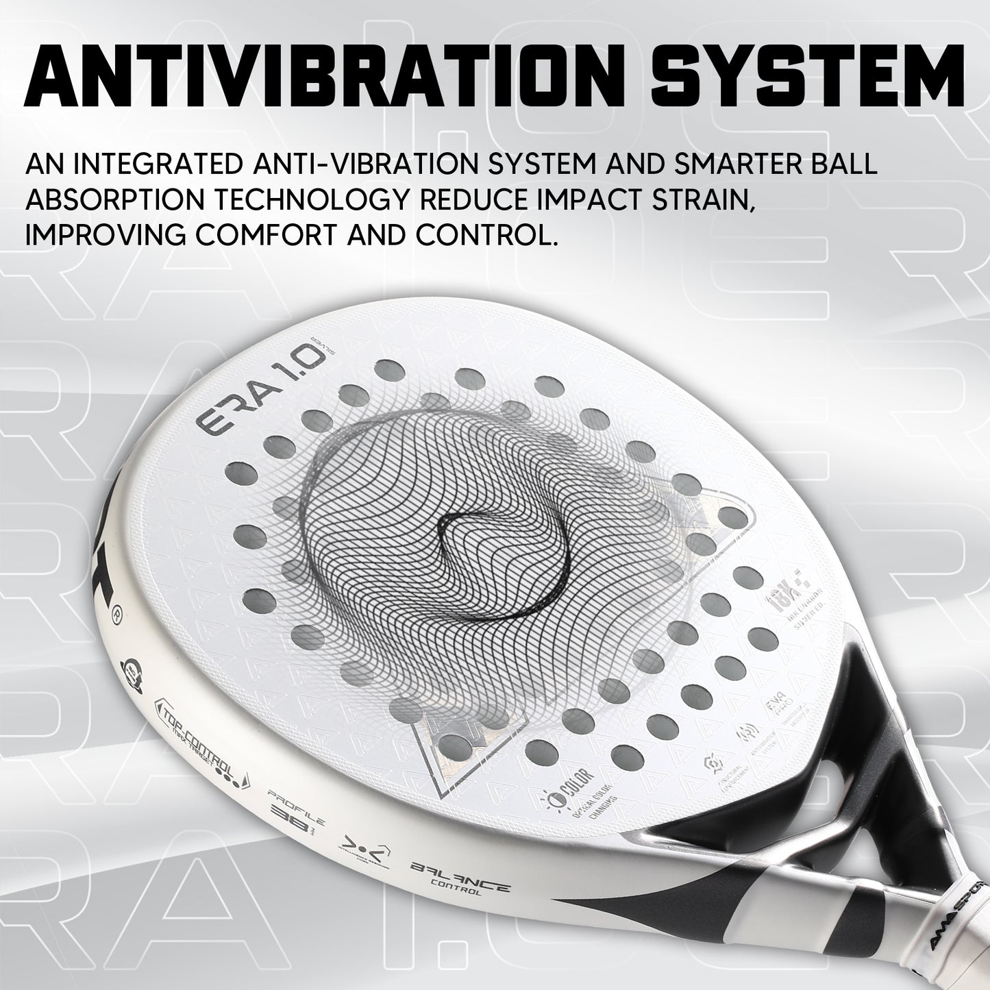 AMA Sport ERA 1.0 Silver Padel Racket 18K Carbon Teardrop Shape