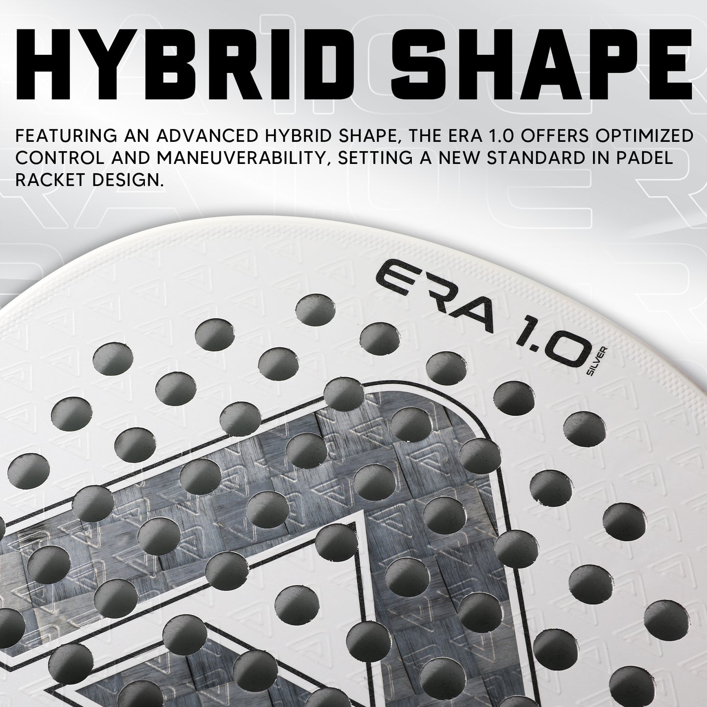 AMA Sport ERA 1.0 Silver Padel Racket 18K Carbon Teardrop Shape